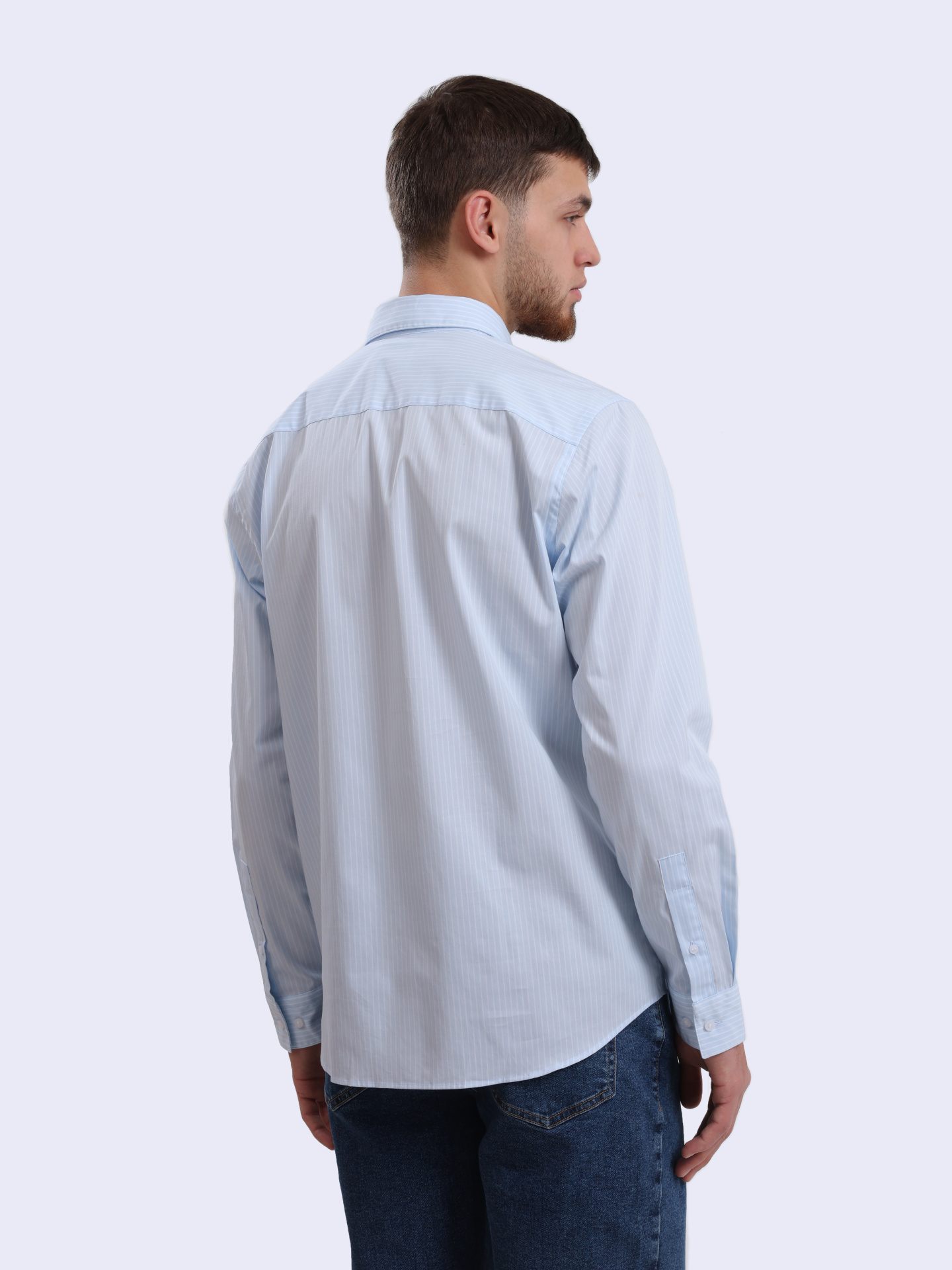 Рубашка Calvin Klein K10K113491 C1S голубая мужская в полоску — купить в интернет-магазине Verdistore