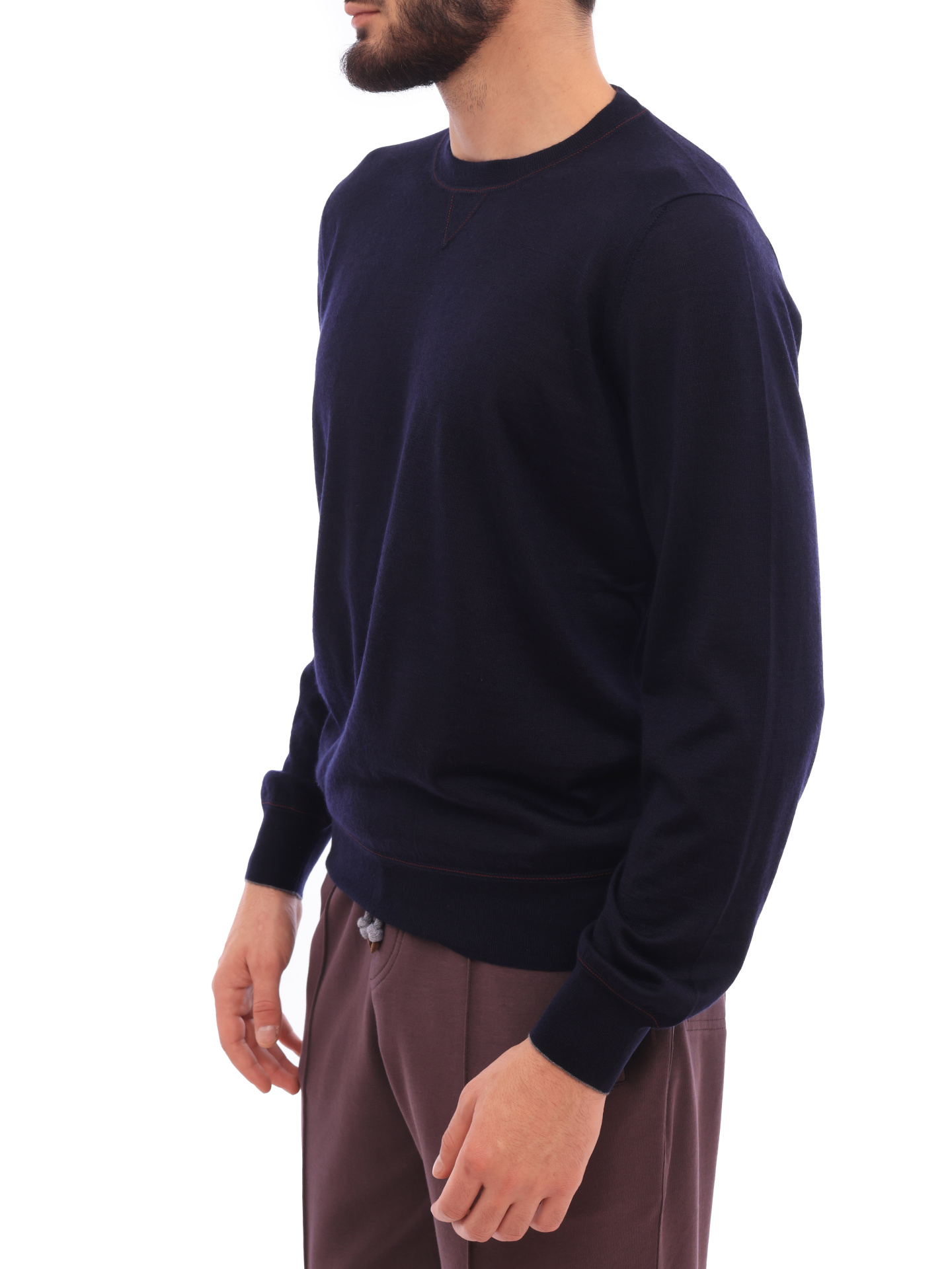 Свитер Brunello Cucinelli M2300240 CJU42 темно-синий мужской кашемировый — купить в интернет-магазине Verdistore