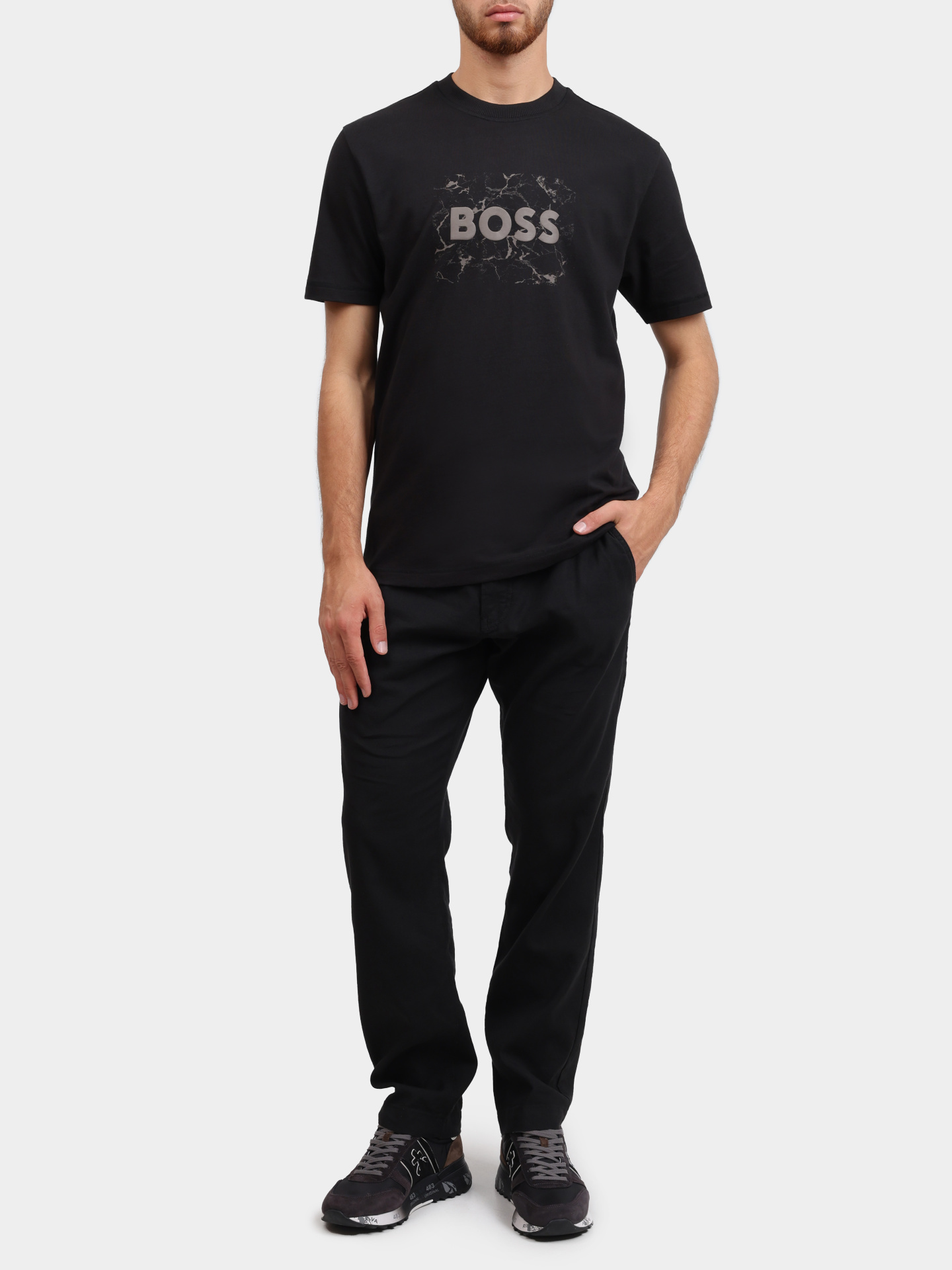 Футболка Boss 50539186 001 черная мужская хлопковая — купить в интернет-магазине Verdistore