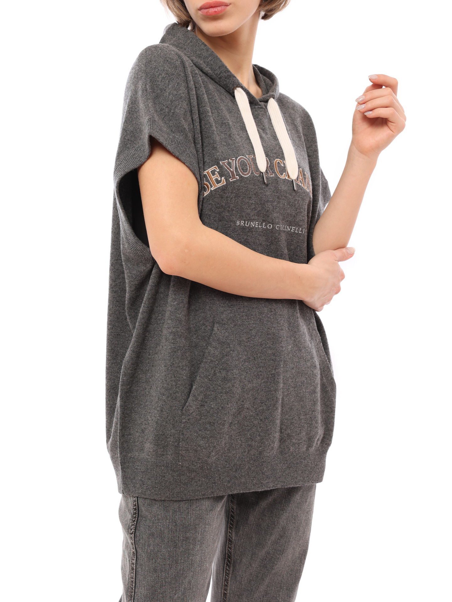 Худи Brunello Cucinelli M16187009 C079 серое женское — купить в интернет-магазине Verdistore