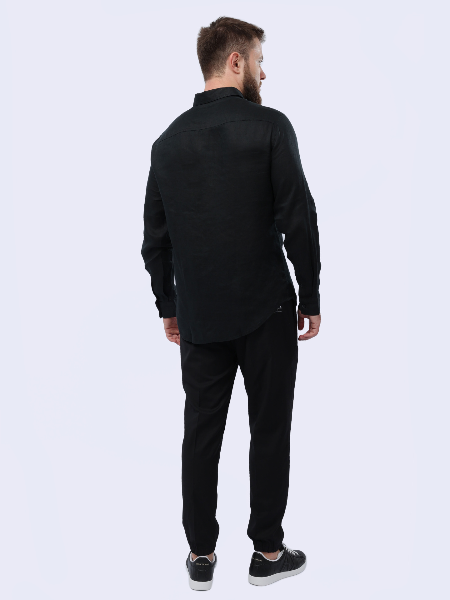 Рубашка Armani Exchange 8NZC50 ZNCFZ 1200 черная мужская из льна — купить в интернет-магазине Verdistore