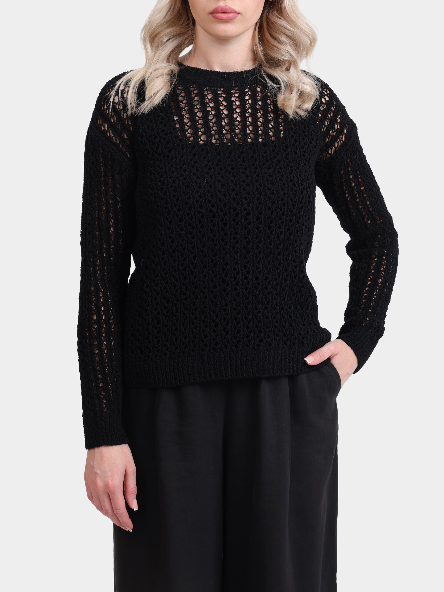 Свитер MARELLA RIVA 001 черный женский из хлопка  — купить в интернет-магазине Verdistore