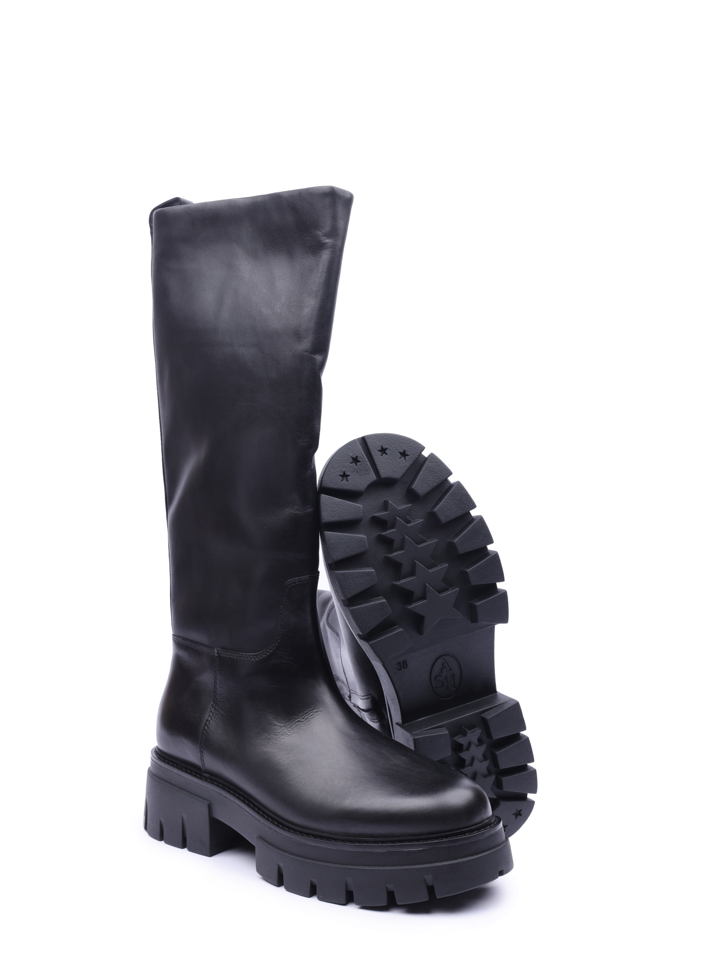 Сапоги ASH LUCKY 001 черные женские с широким голенищем — купить в интернет-магазине Verdistore