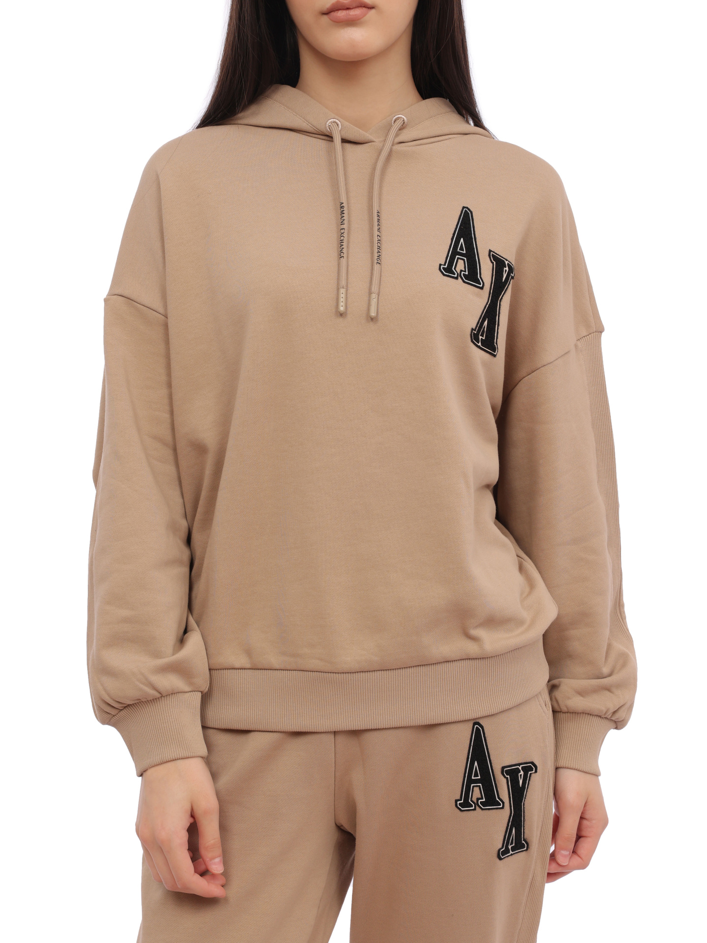 Худи Armani Exchange 6RYM38 YJEBZ 0748 бежевое женское с логотипом — купить в интернет-магазине Verdistore