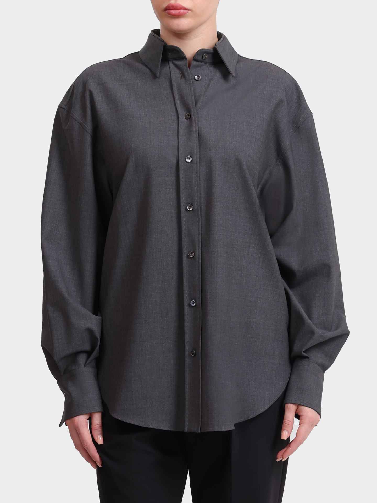 Рубашка Brunello Cucinelli M0W07MK916 C4078 темно-серая женская шерстяная — купить в интернет-магазине Verdistore