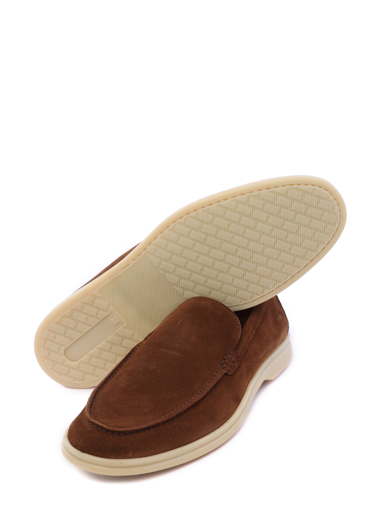 Лоферы коричневые замшевые на бежевой подошве — купить в интернет-магазине Verdistore