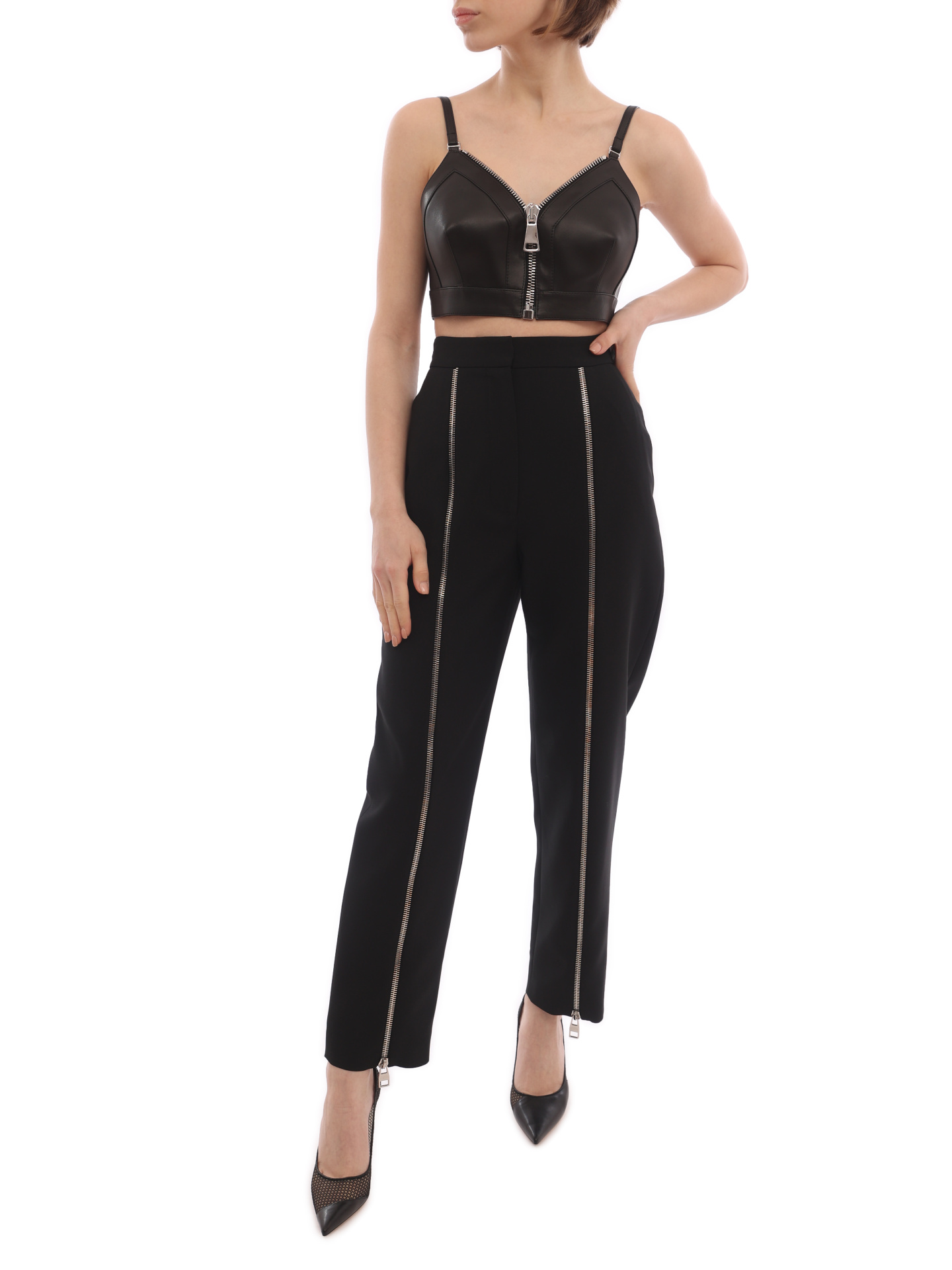 Топ Alexander McQueen 688582 Q5AH2 1000 черный женский из кожи — купить в интернет-магазине Verdistore
