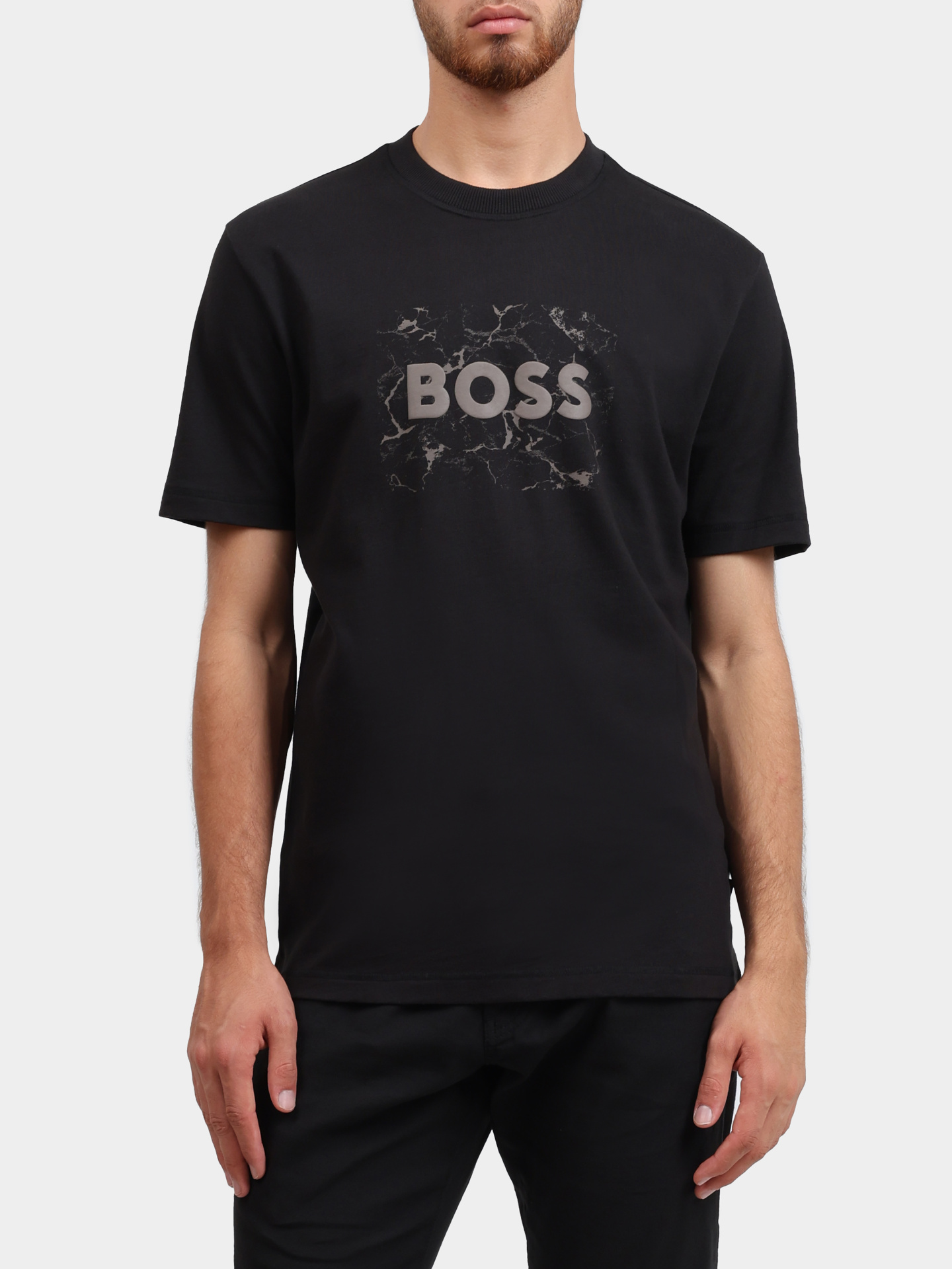 Футболка Boss 50539186 001 черная мужская хлопковая — купить в интернет-магазине Verdistore