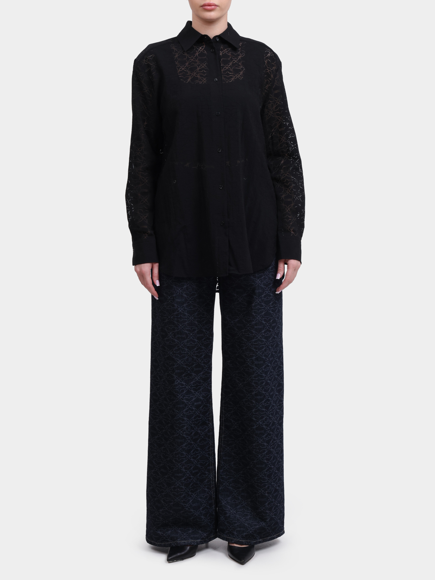 Блузка Hugo 50543366 968 черная женская с узором — купить в интернет-магазине Verdistore