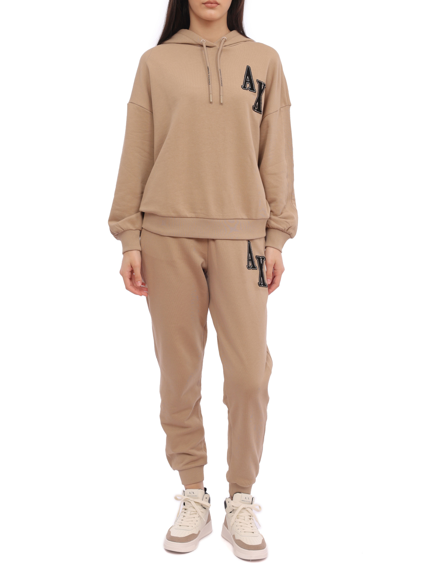 Худи Armani Exchange 6RYM38 YJEBZ 0748 бежевое женское с логотипом — купить в интернет-магазине Verdistore