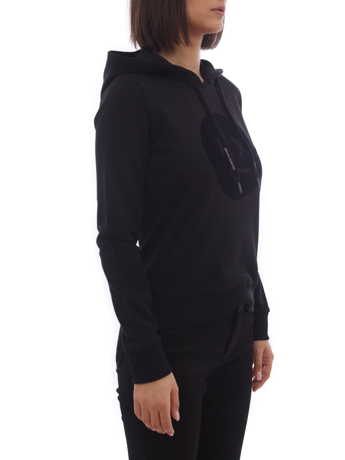 Худи Armani Exchange 6ZYM85 1200 черный женский с логотипом — купить в интернет-магазине Verdistore