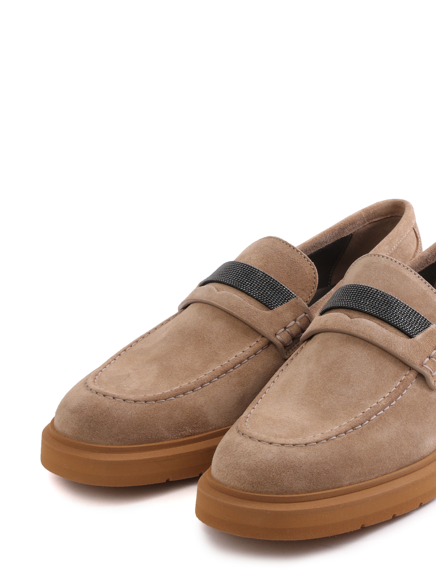 Лоферы Brunello Cucinelli MZSFGB1120 C8491 коричневые женские из замши — купить в интернет-магазине Verdistore