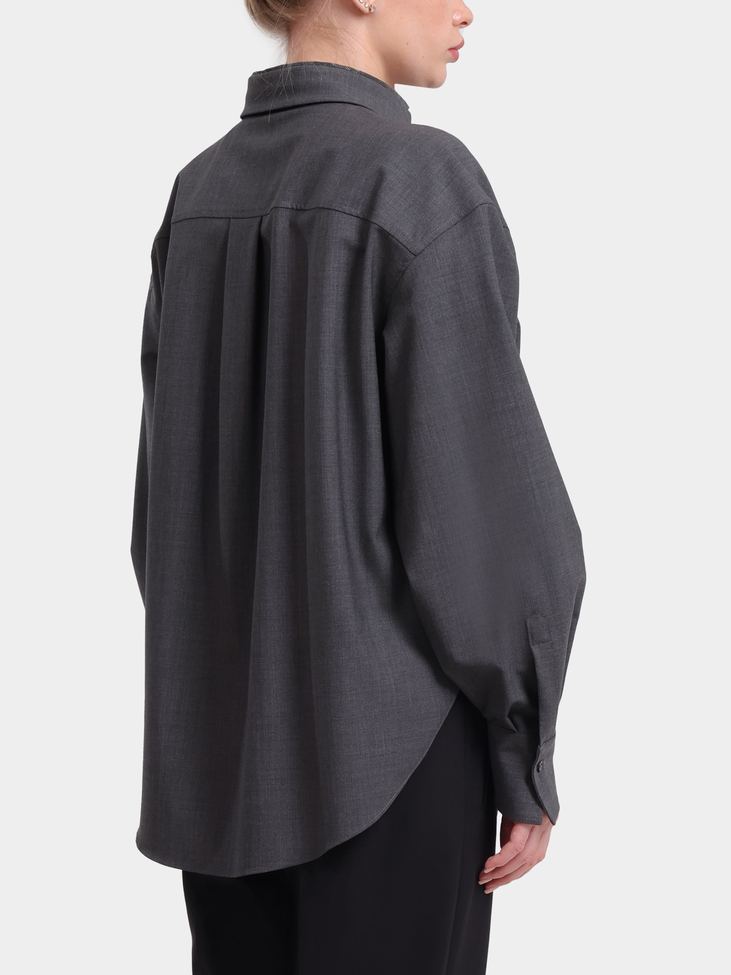 Рубашка Brunello Cucinelli M0W07MK916 C4078 темно-серая женская шерстяная — купить в интернет-магазине Verdistore
