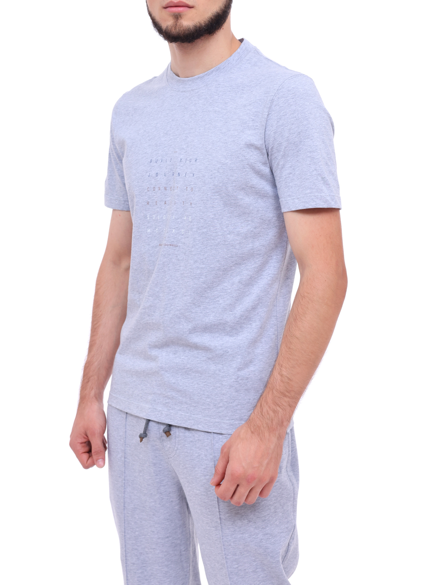 Футболка Brunello Cucinelli M0T618285 CDK61 серая мужская из хлопка — купить в интернет-магазине Verdistore
