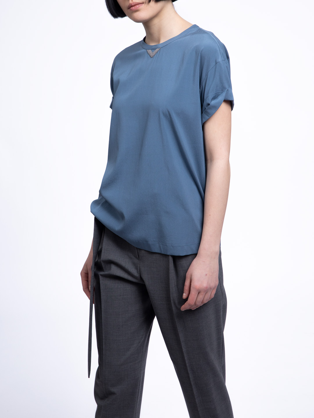 Топ Brunello Cucinelli MH910B3010 голубой женский — купить в интернет-магазине Verdistore
