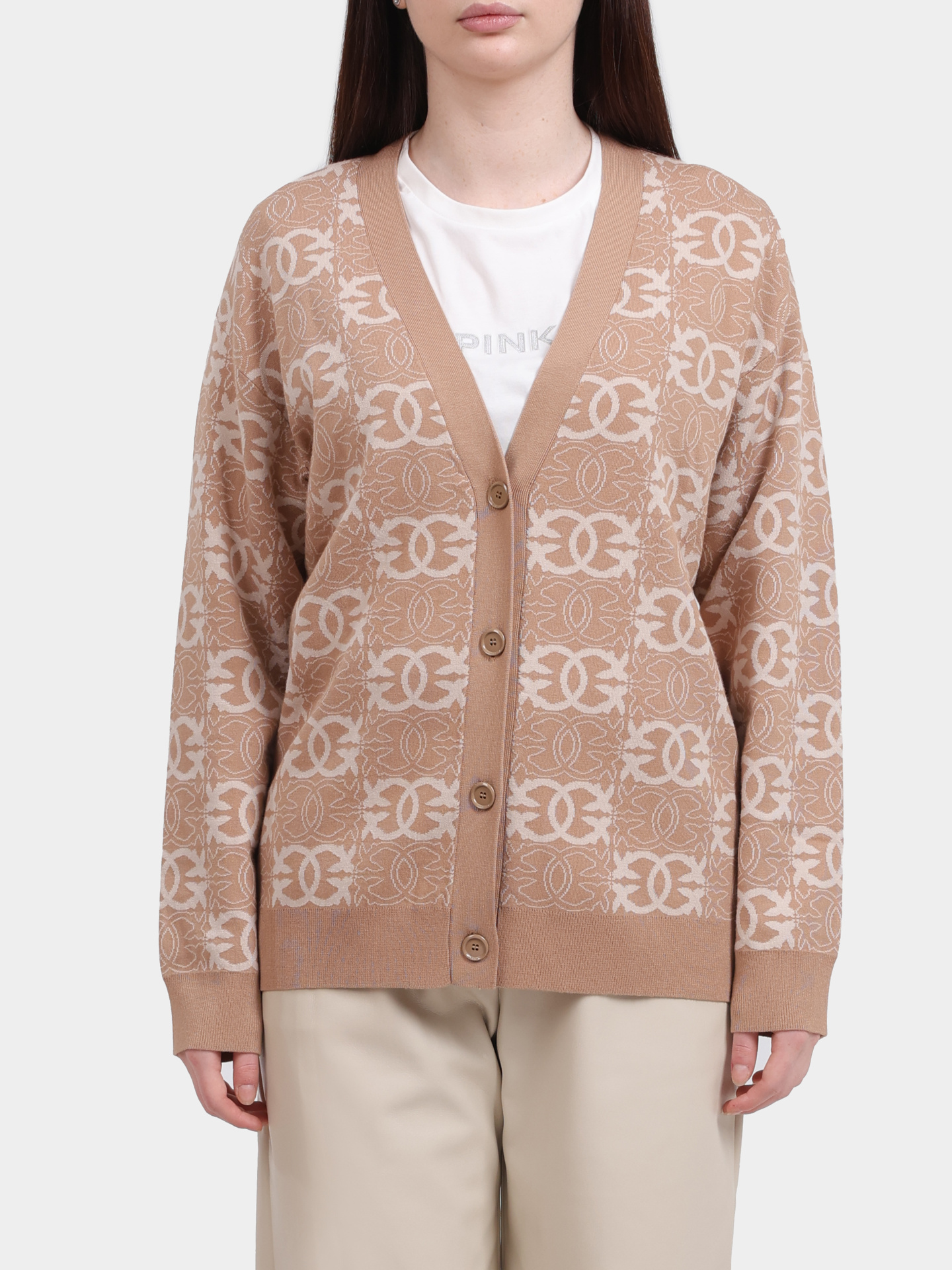 Кардиган Pinko 106042 A2YD C4Z бежевый женский — купить в интернет-магазине Verdistore