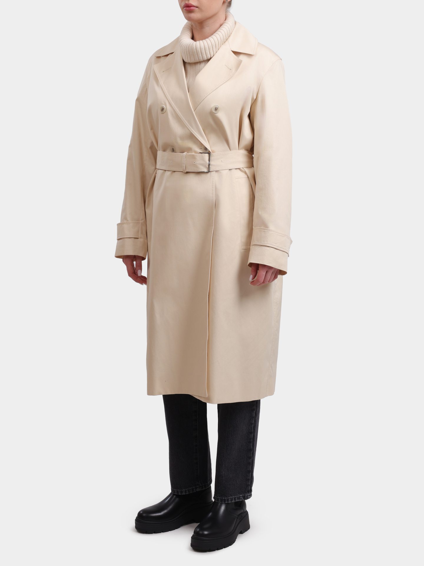 Тренч Calvin Klein K20K207281 PGD молочный женский из хлопка — купить в интернет-магазине Verdistore