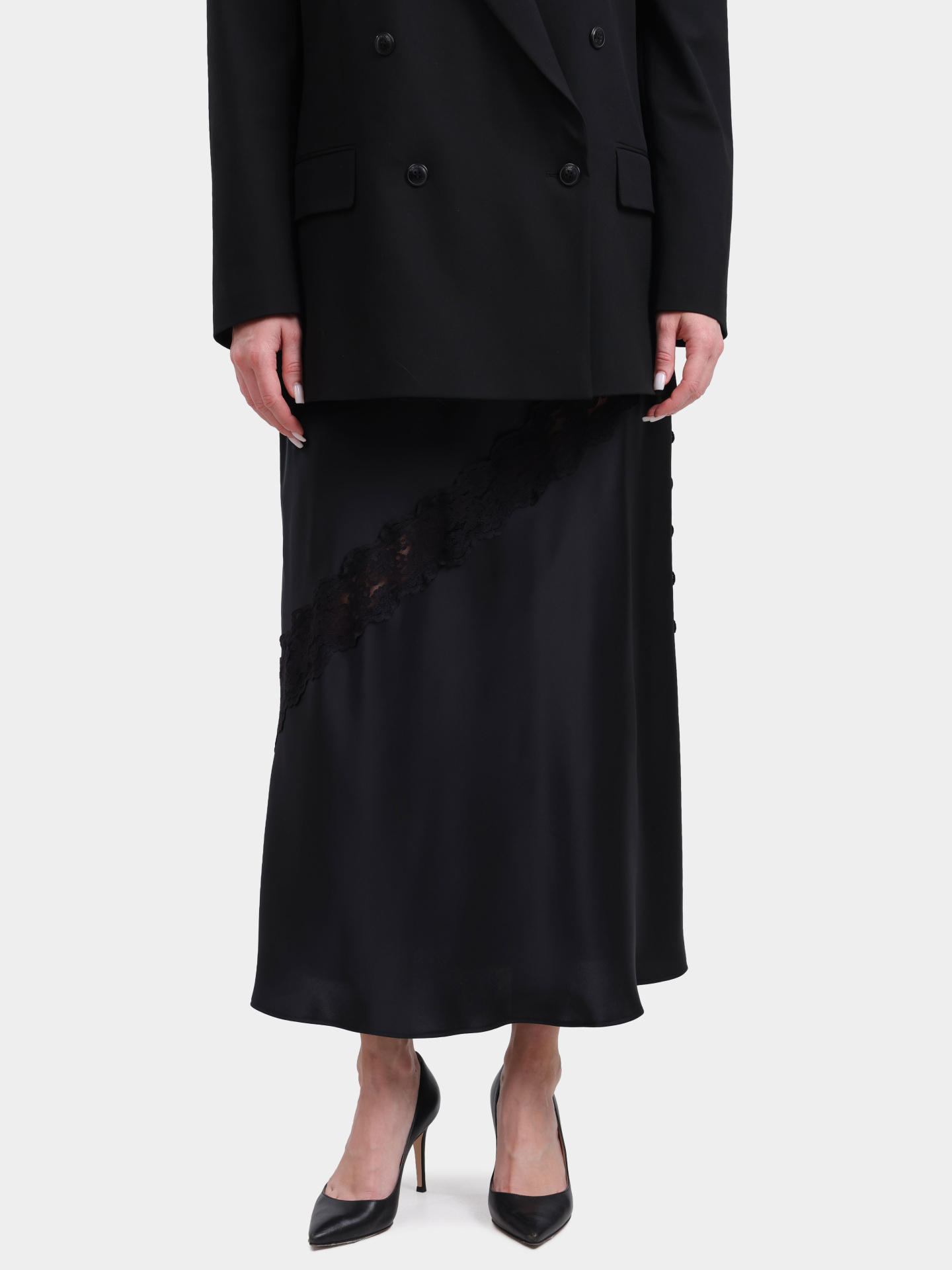 Юбка Hugo 50553545 001 атласная женская с кружевами — купить в интернет-магазине Verdistore