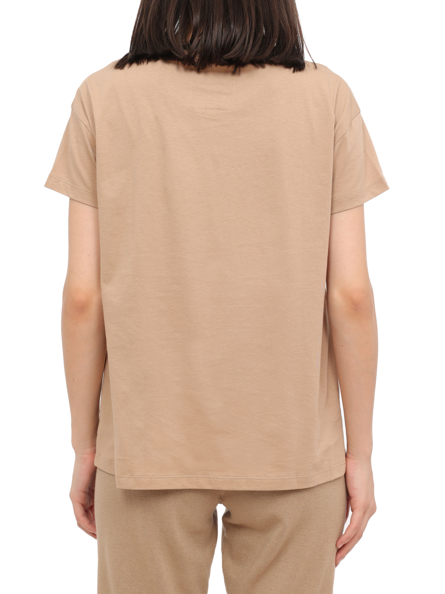 Футболка Armani Exchange 8NYTDX YJG3Z 0748 бежевая женская с логотипом — купить в интернет-магазине Verdistore