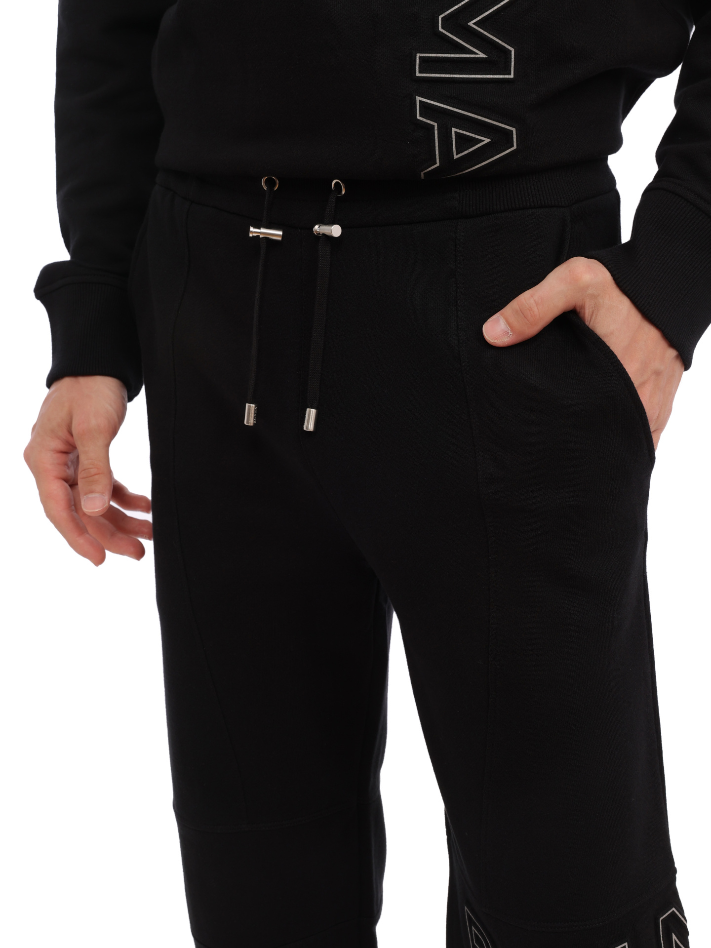 Брюки спортивные Balmain BH1OB235BC22 EBP черные мужские с логотипом — купить в интернет-магазине Verdistore