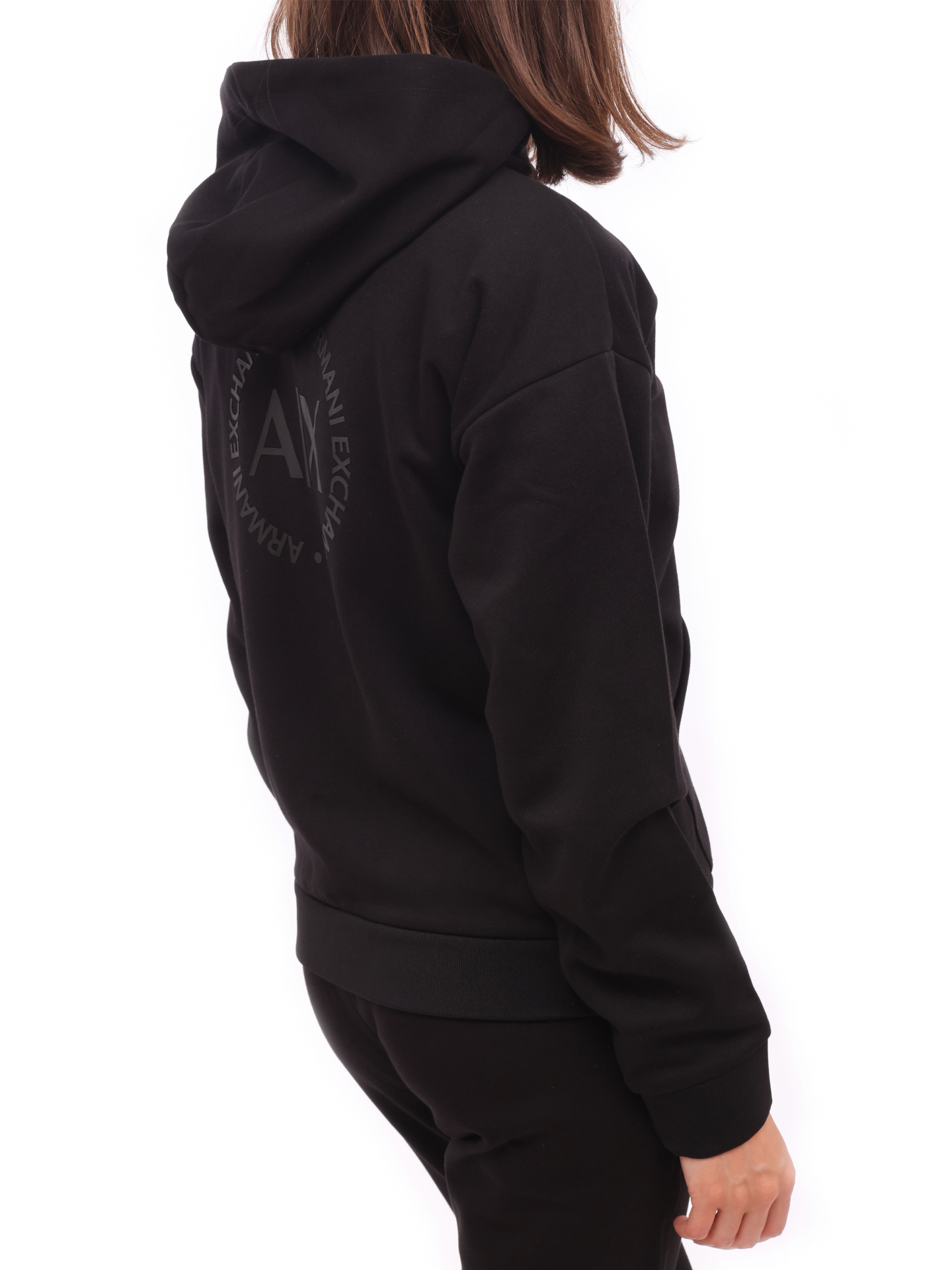 Мастерка Armani Exchange 8NYM97 YJ1GZ 1200 черная женская с логотипом — купить в интернет-магазине Verdistore