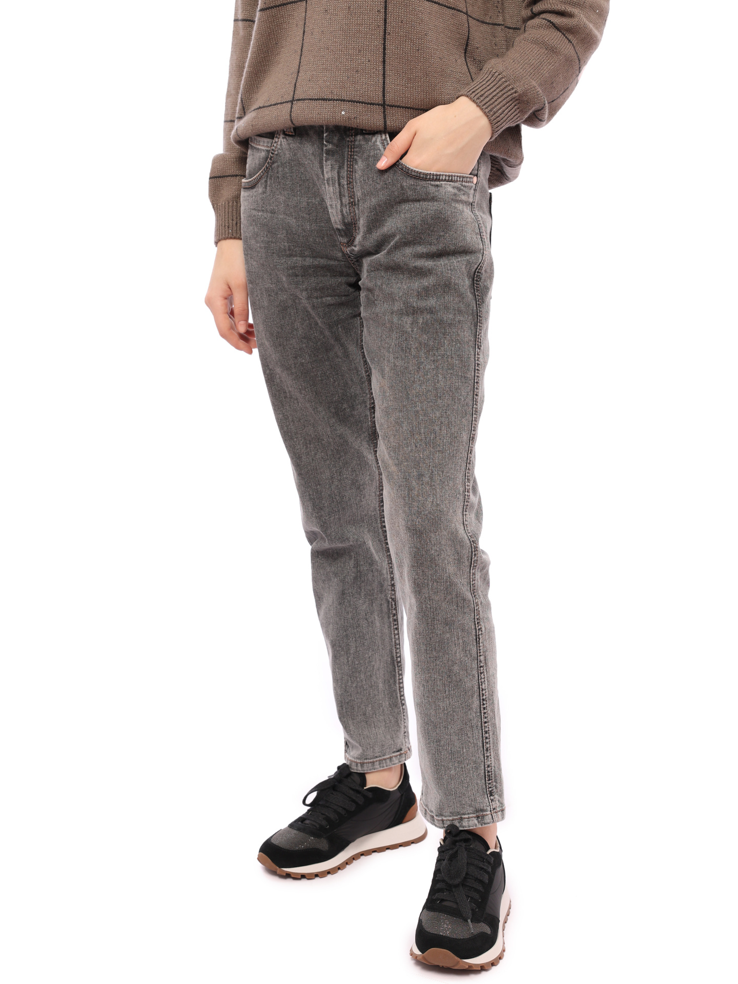 Джинсы Brunello Cucinelli MH186P5676 C8325 серые женские — купить в интернет-магазине Verdistore