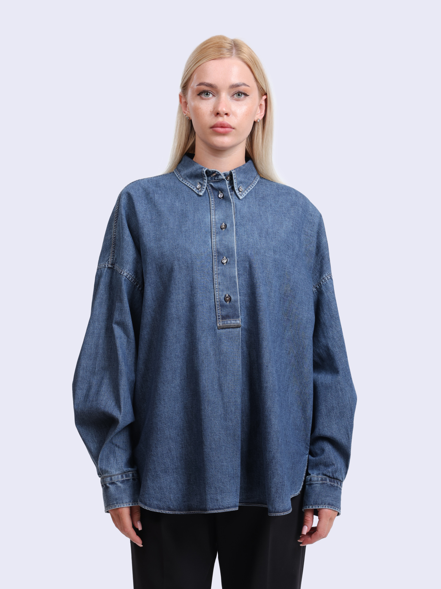 Рубашка Brunello Cucinelli MH192RA905 джинсовая женская — купить в интернет-магазине Verdistore