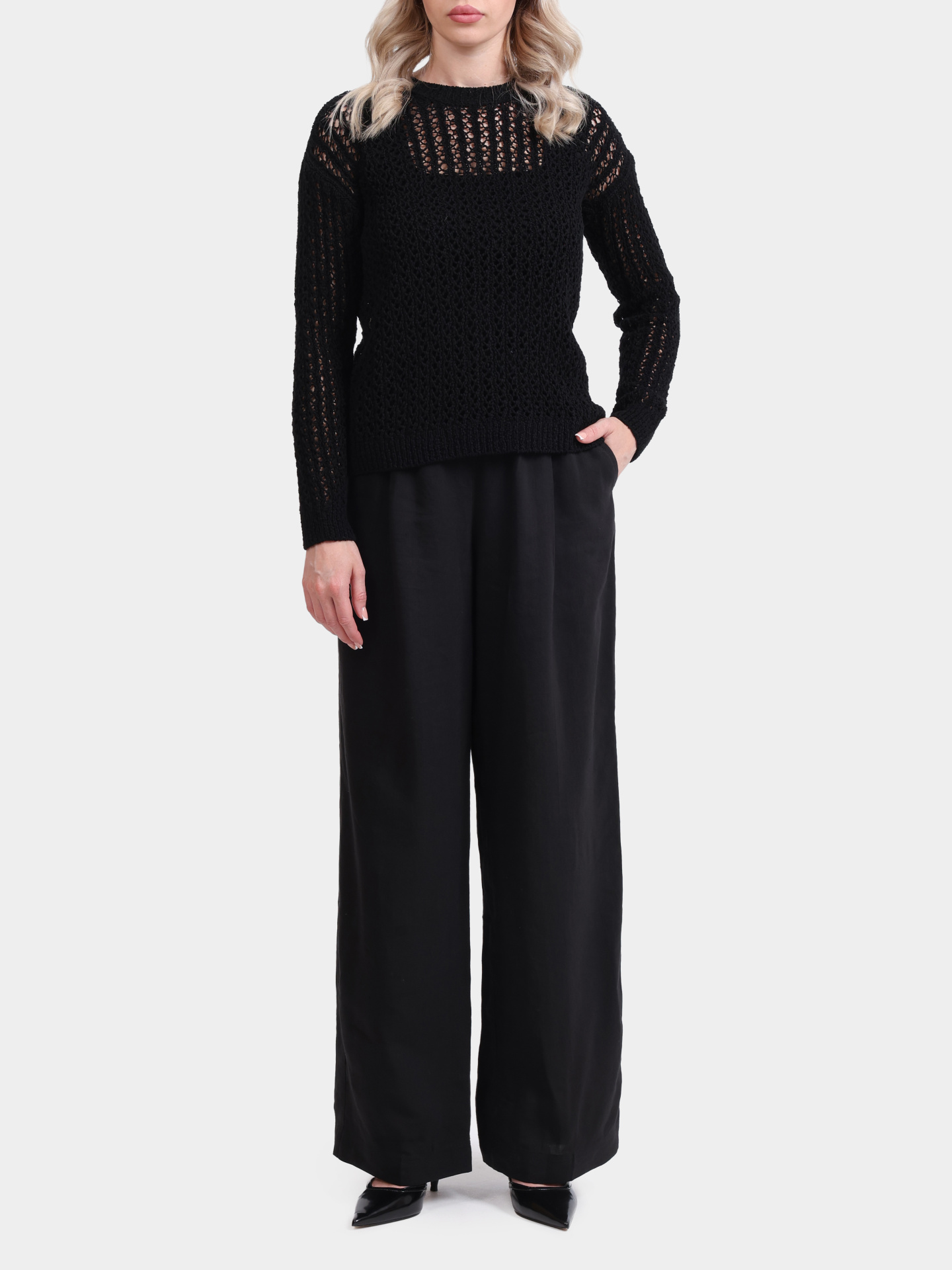 Свитер MARELLA RIVA 001 черный женский из хлопка  — купить в интернет-магазине Verdistore