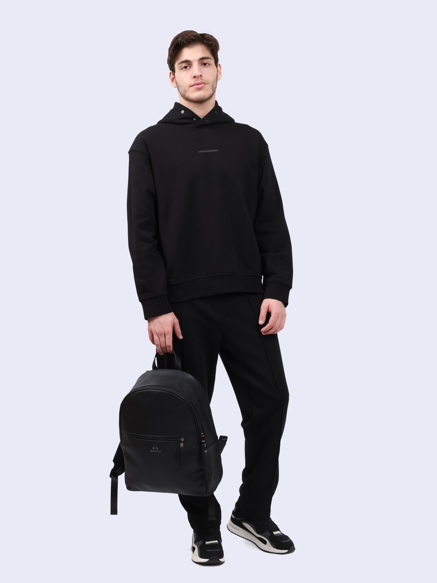 Худи Armani Exchange 6DZMLJ ZJ4XZ 1200 черное мужское из хлопка — купить в интернет-магазине Verdistore