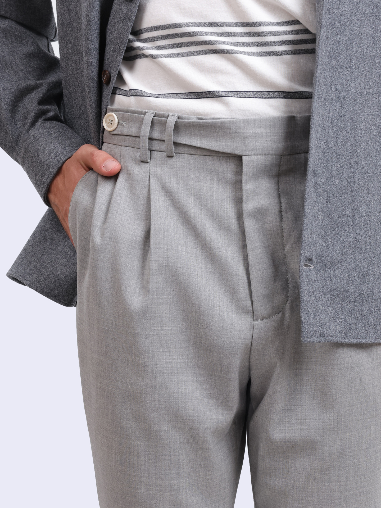 Брюки Brunello Cucinelli MH244B2033 C9100 светло-серые мужские шерстяные — купить в интернет-магазине Verdistore