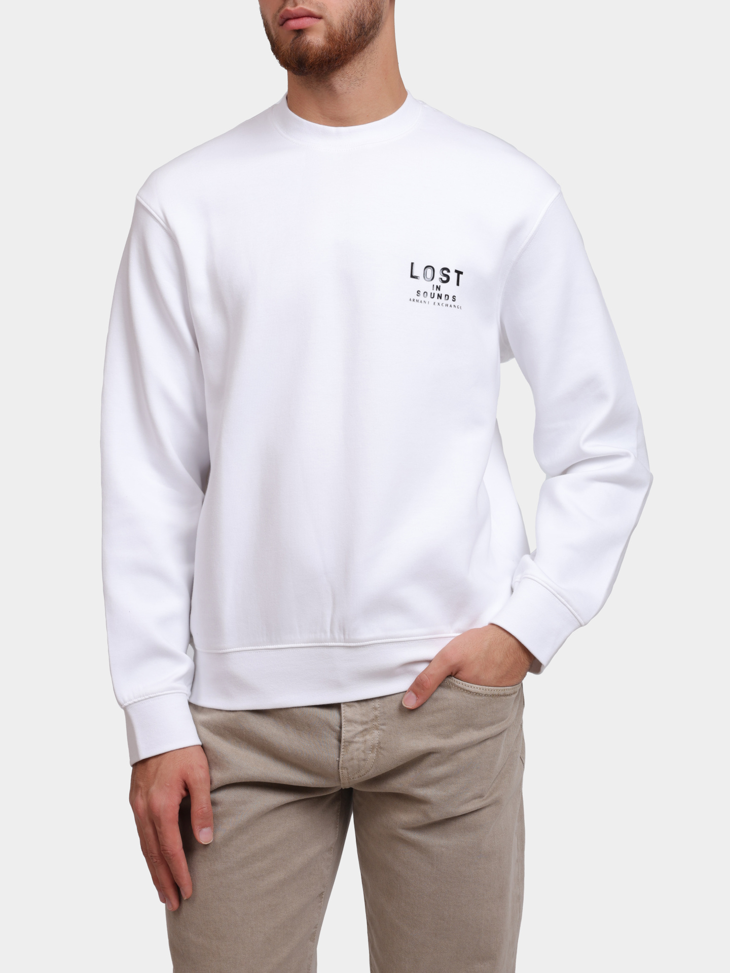 Свитшот Armani Exchange XM000491 AF13047 U0009 белый мужской — купить в интернет-магазине Verdistore