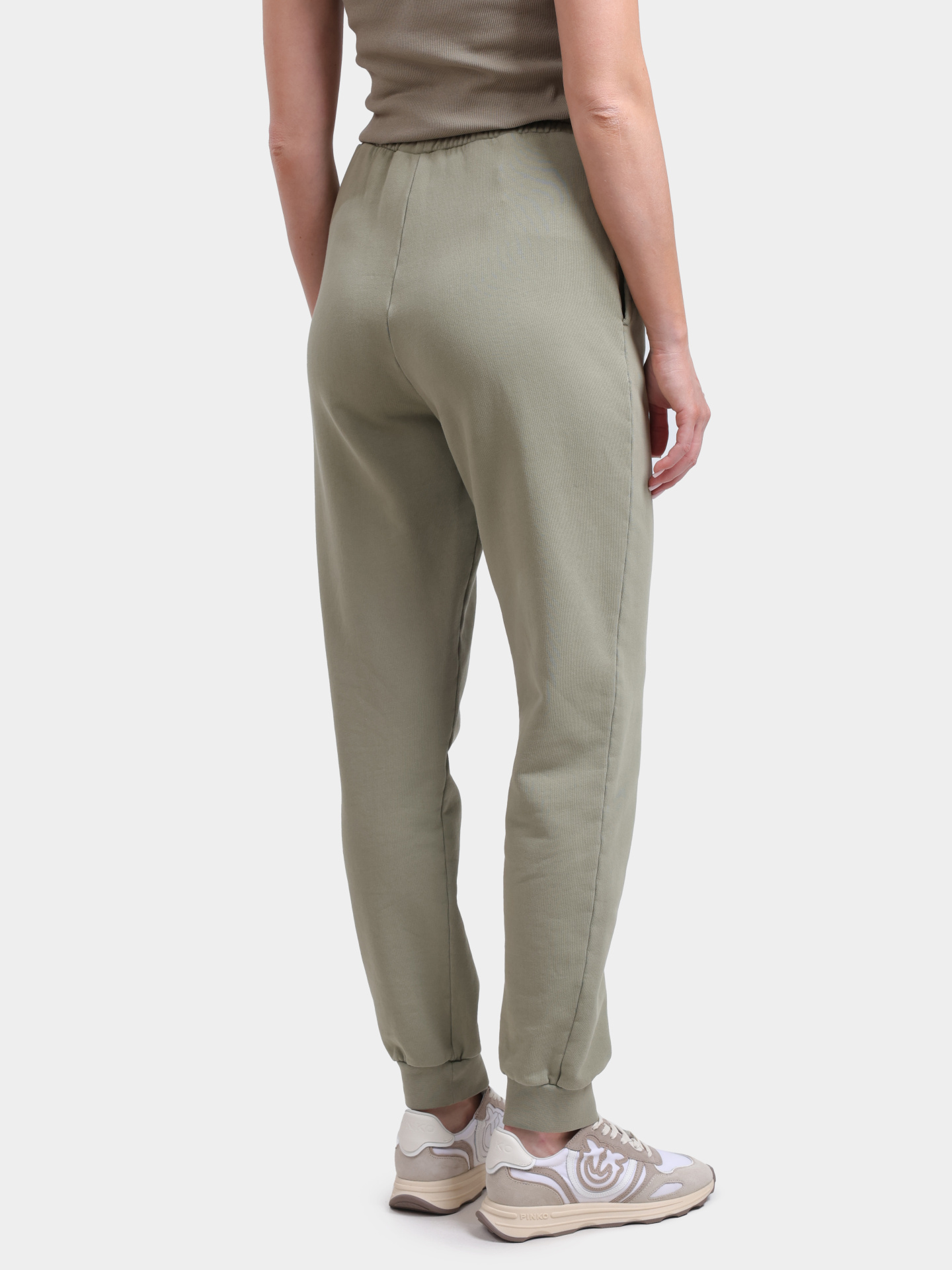 Брюки Pinko 100371 A1N7 U84 спортивные хаки женские с логотипом под карманом — купить в интернет-магазине Verdistore
