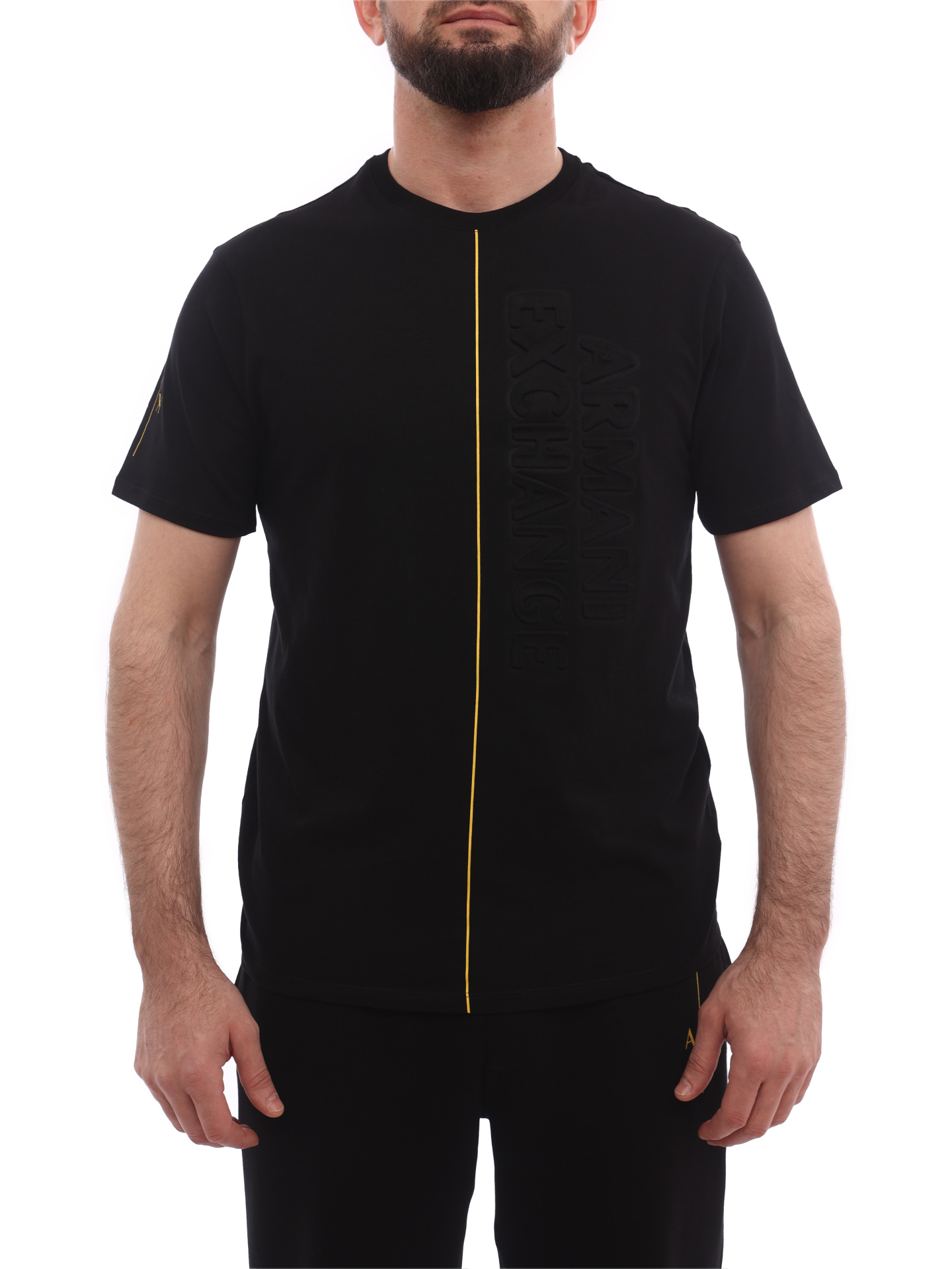 Футболка Armani Exchange 3LZTBD ZJ3VZ 1200 черная мужская с полоской — купить в интернет-магазине Verdistore