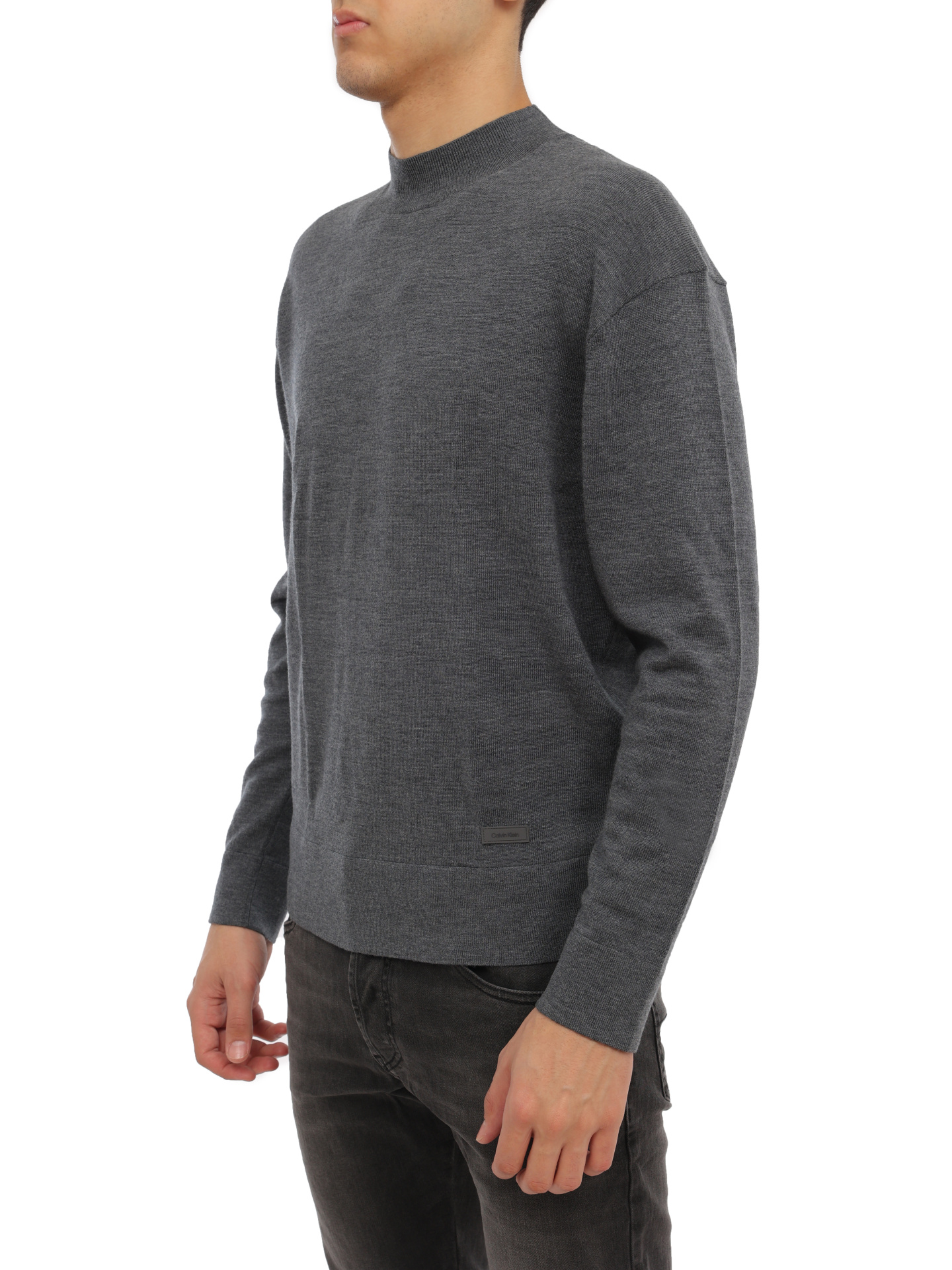 Свитер Calvin Klein Calvin Klein K10K111942 P4E темно-серый мужской из шерсти — купить в интернет-магазине Verdistore