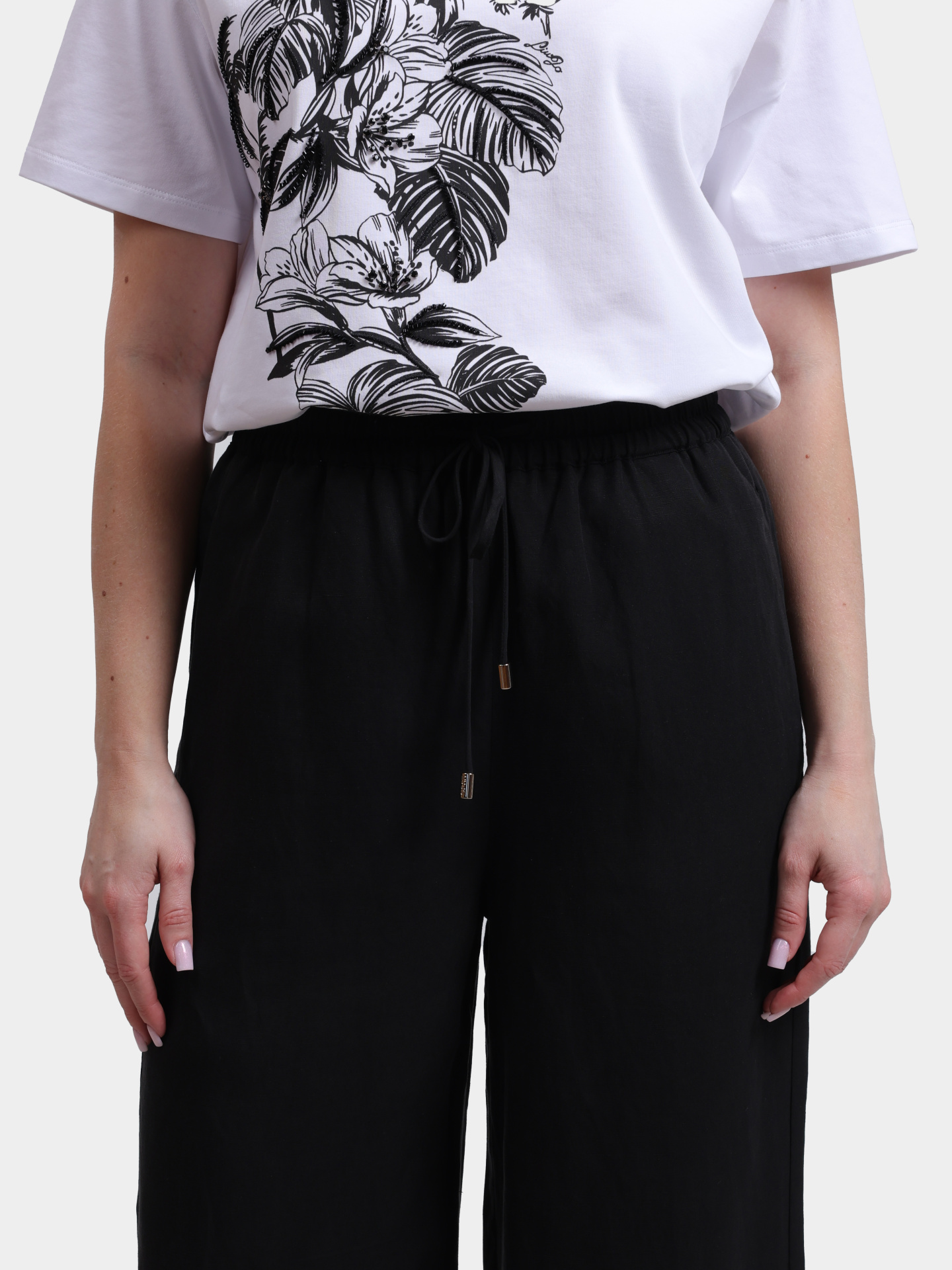 Брюки Liu-Jo WHITE LABEL WA6368 T4818 22222 черные женские свободного кроя  — купить в интернет-магазине Verdistore