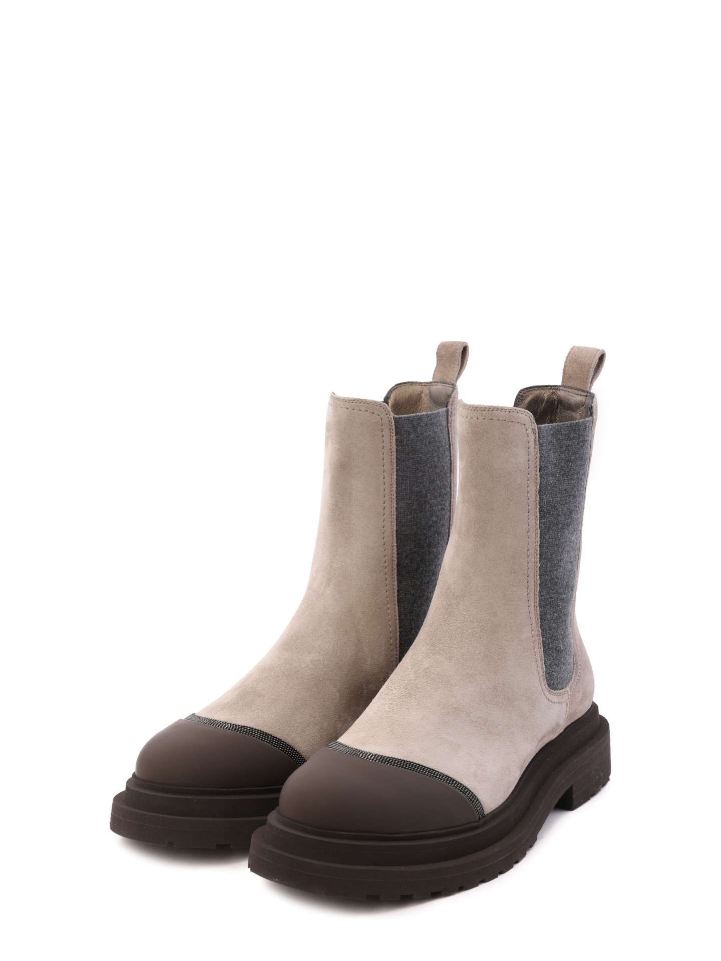 Ботинки Brunello Cucinelli MZSFGB1174 CBT71 бежевые женские из замши — купить в интернет-магазине Verdistore