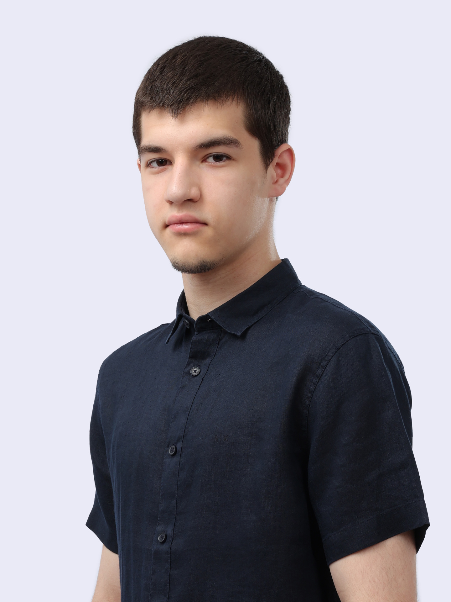 Рубашка Armani Exchange 8NZC67 ZNCFZ 1510 льняная мужская с коротким рукавом — купить в интернет-магазине Verdistore