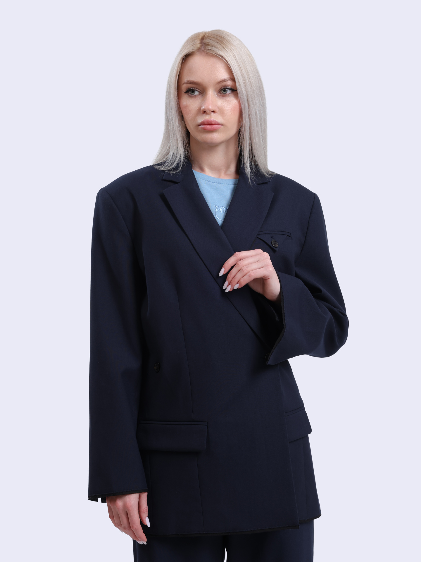 Пиджак 104862 A2BQ G82 темно-синий из окрашенной в пряже ткани — купить в интернет-магазине Verdistore