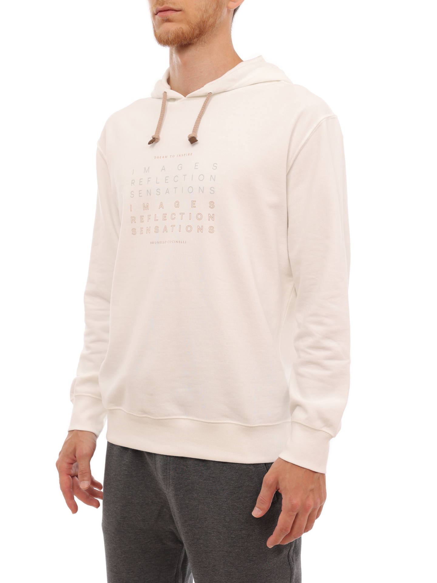 Худи Brunello Cucinelli MTU143409 CDQ37 белое мужское хлопковое — купить в интернет-магазине Verdistore
