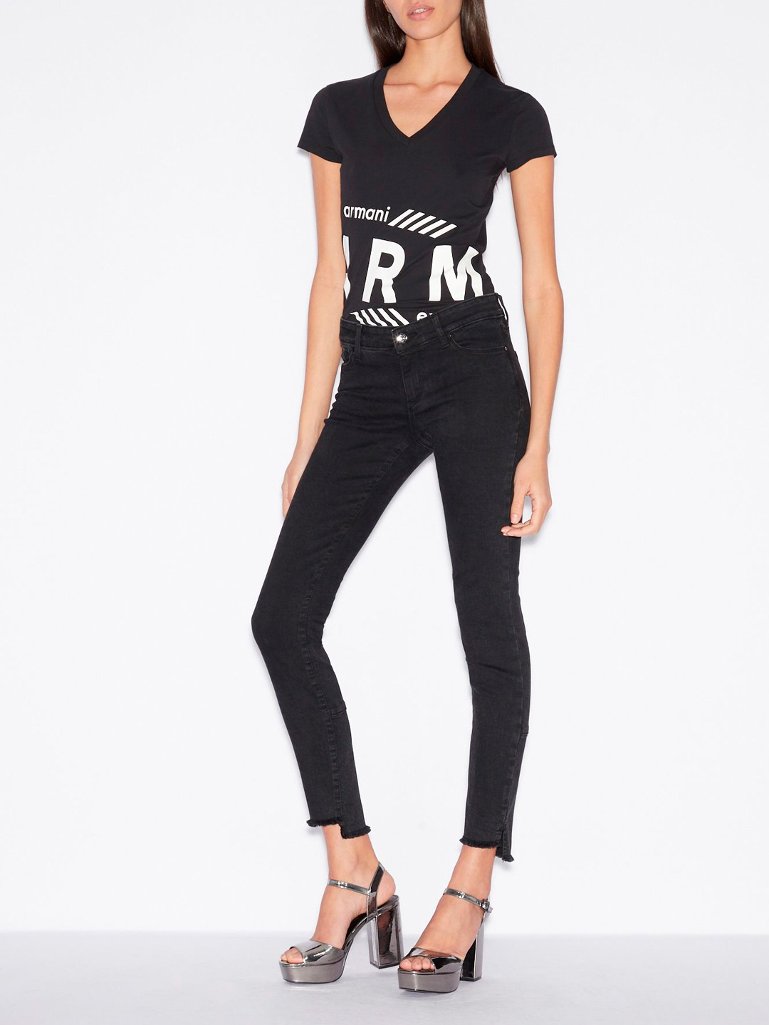 Футболка Armani Exchange 3GYT97 1200 черная женская с логотипом — купить в интернет-магазине Verdistore