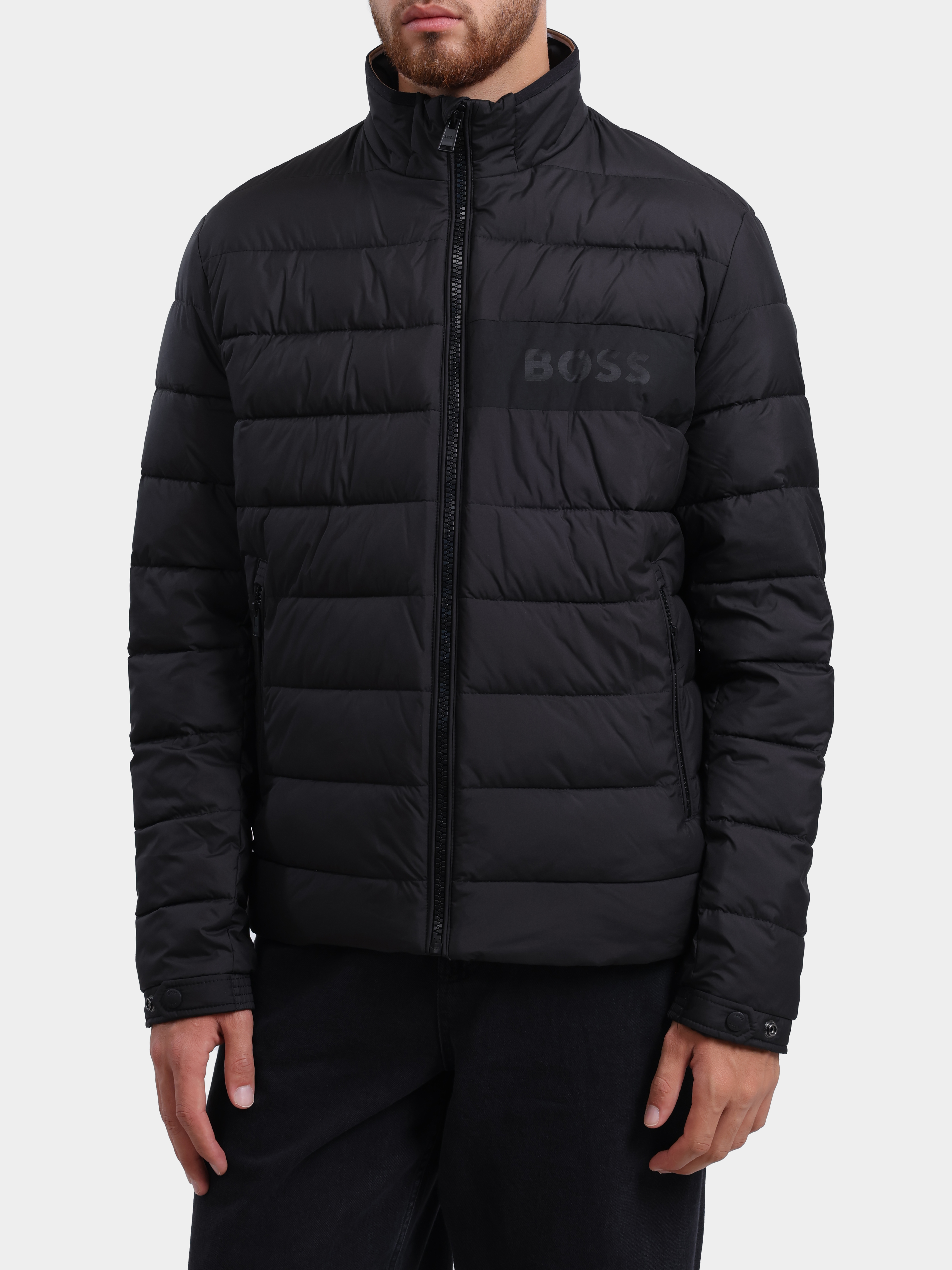 Куртка BOSS BLACK H-Cenitos 10260482 01 50519237 001 чернная мужская стеганная с логотипом — купить в интернет-магазине Verdistore
