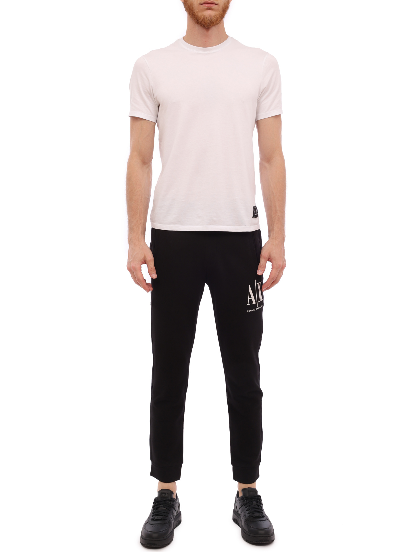 Брюки спортивные Armani Exchange 8NZPPA ZJ1ZZ черные мужские с логотипом — купить в интернет-магазине Verdistore