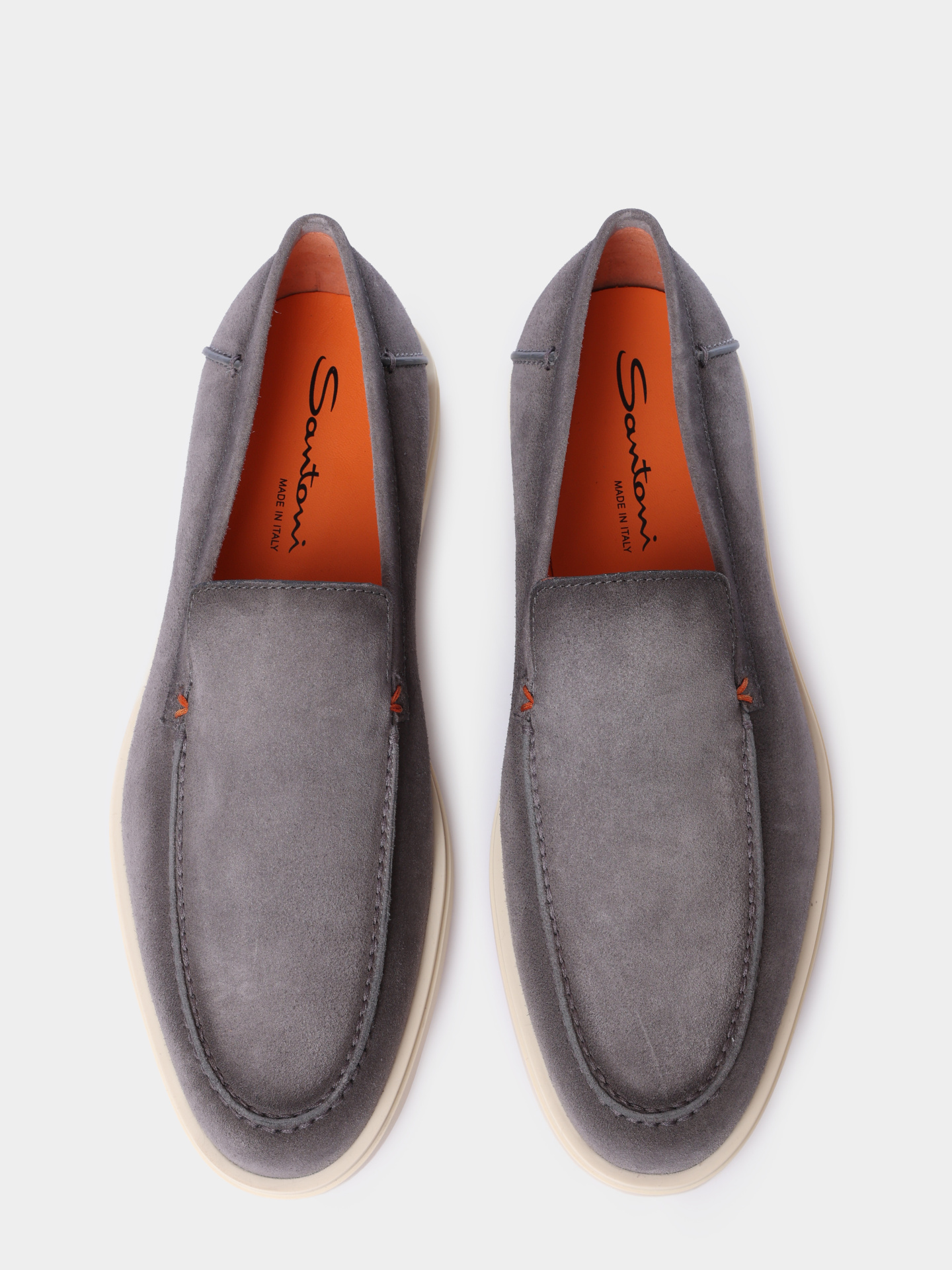 Лоферы Santoni MGDG17824TICBGEXG77 серые мужские из замши — купить в интернет-магазине Verdistore