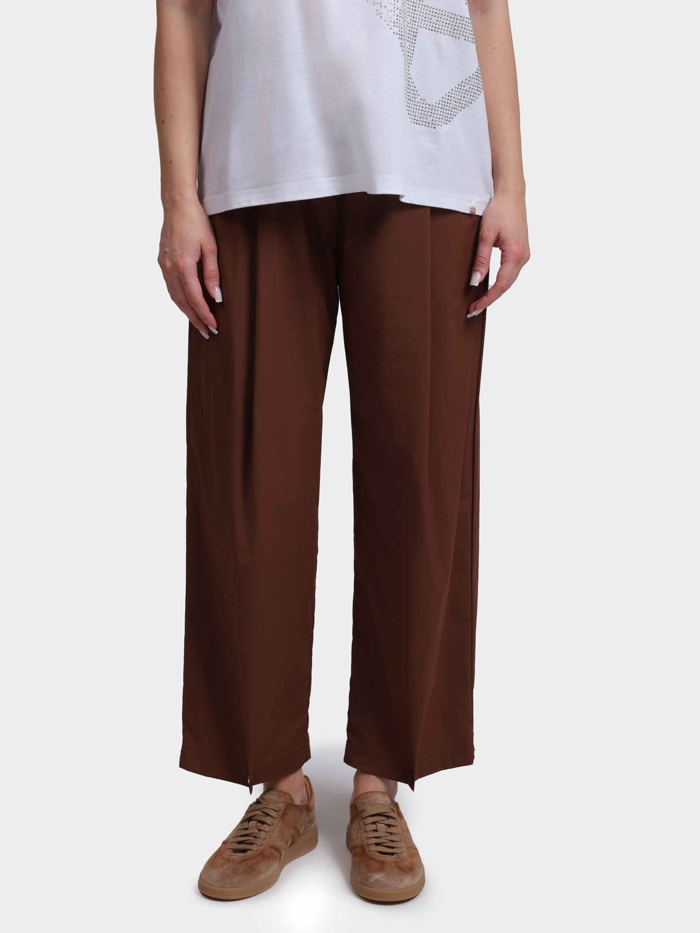 Брюки Herno PT000031D 12431SZ 2240 терракотовые женские с металлическими заклёпками — купить в интернет-магазине Verdistore
