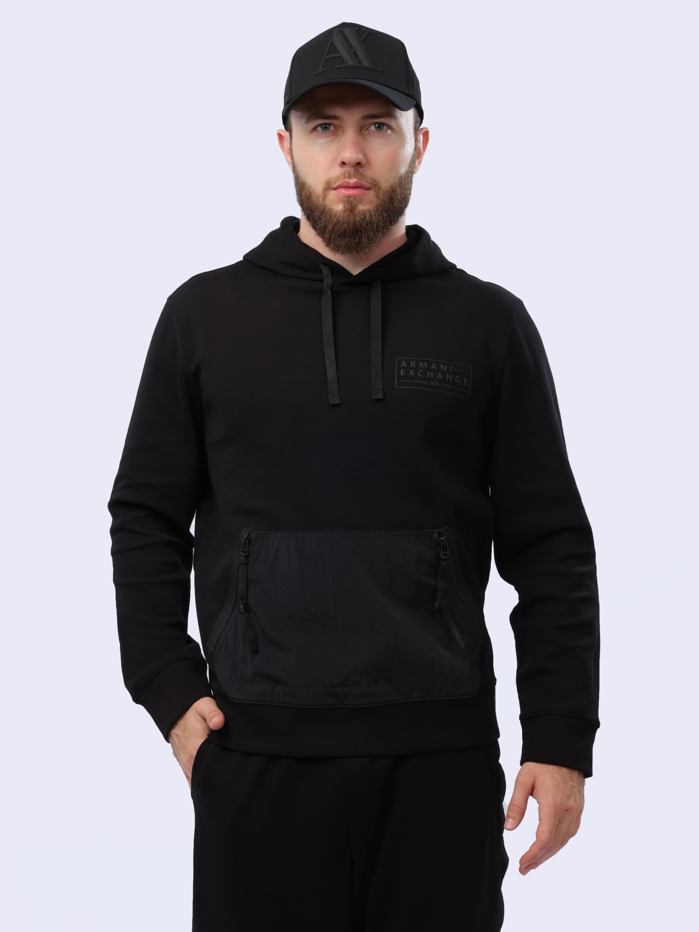 Худи Armani Exchange 3DZMJK ZJXLZ 1200 черное мужское — купить в интернет-магазине Verdistore