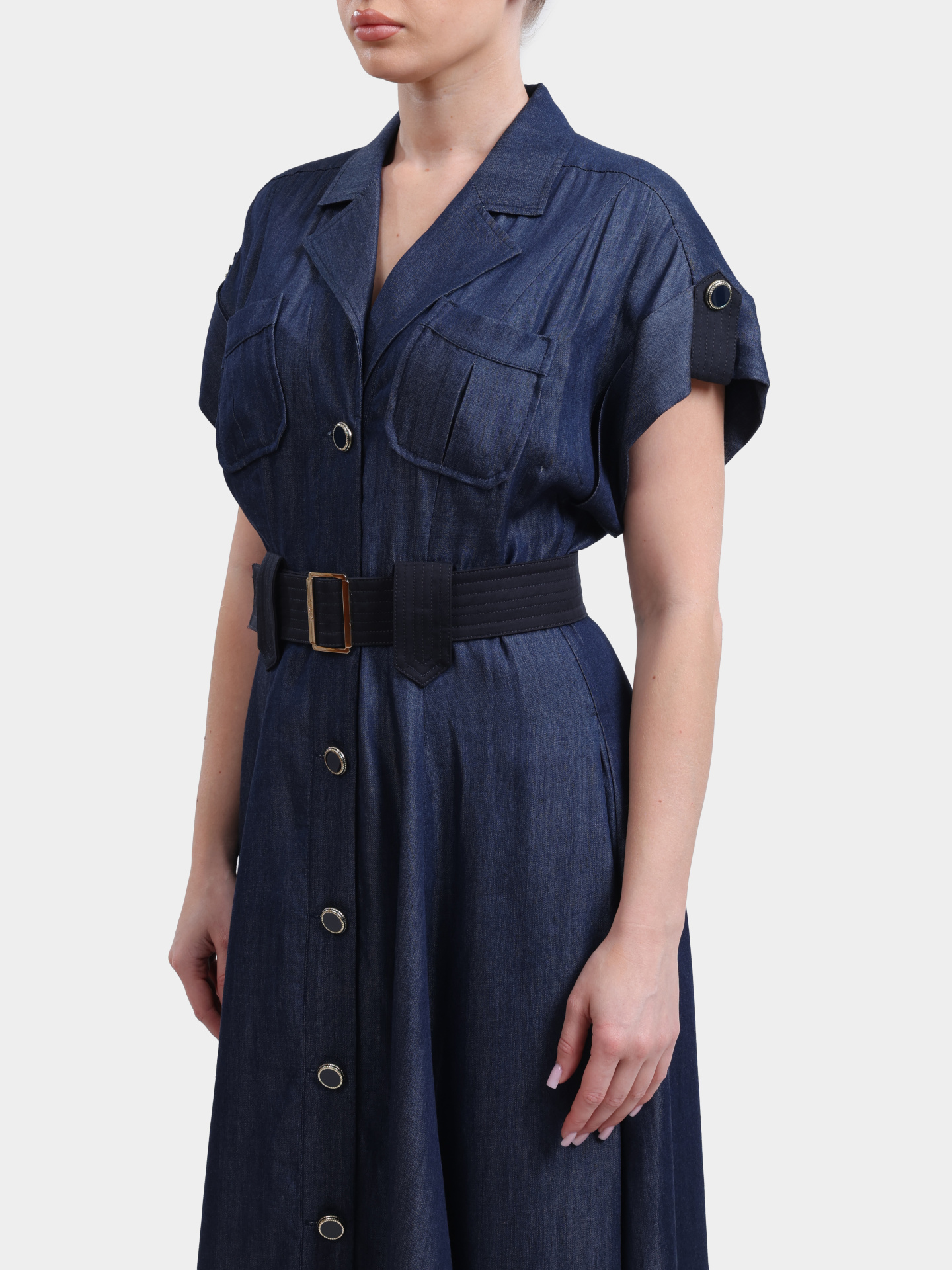 Платье Liu-Jo BLUE DENIM UA6315 D0335 77000 женское с крупным поясом и накладными карманами — купить в интернет-магазине Verdistore