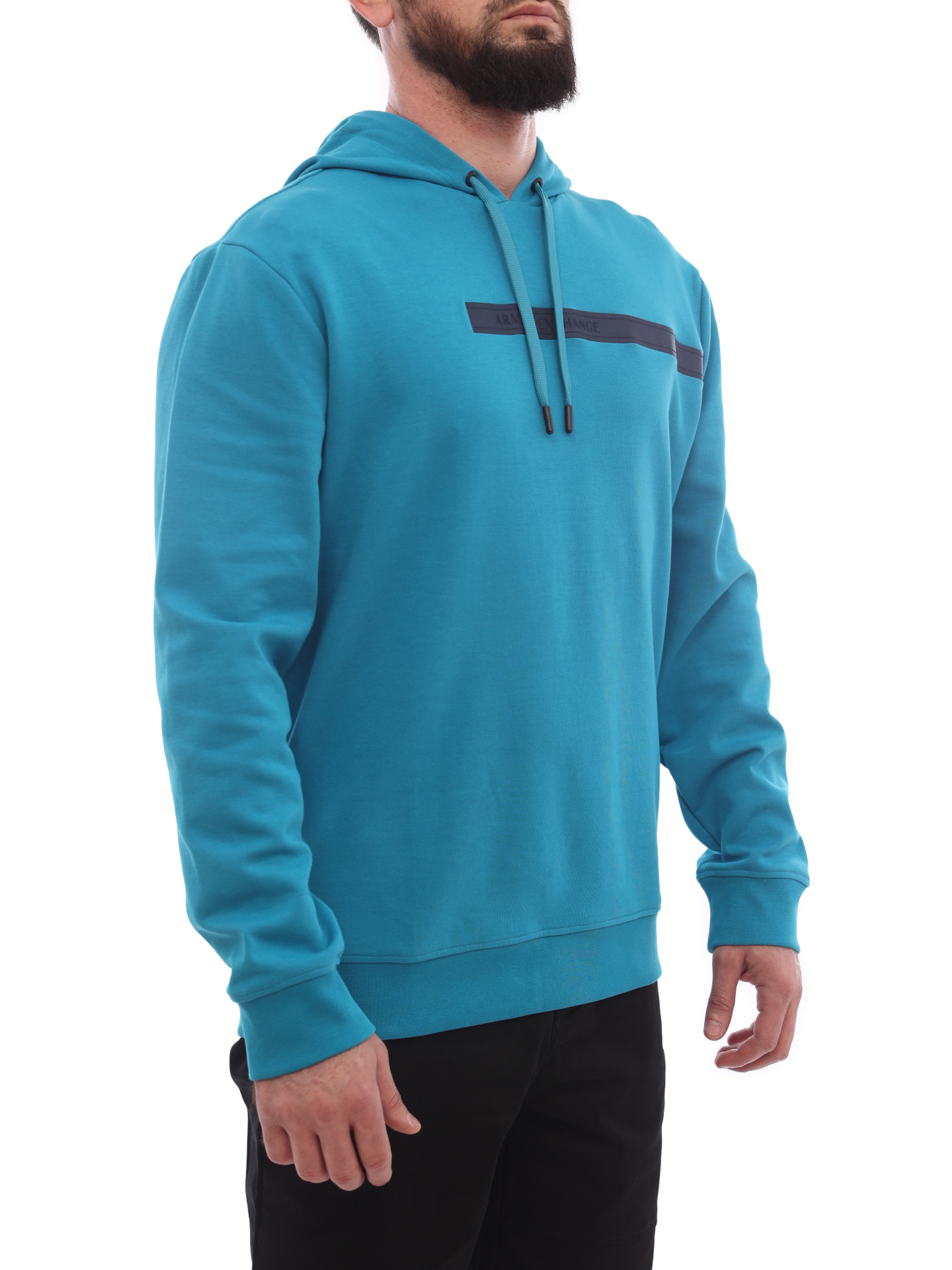 Худи Armani Exchange 3LZMAM ZJ8QZ 15BB голубое мужское из хлопка — купить в интернет-магазине Verdistore