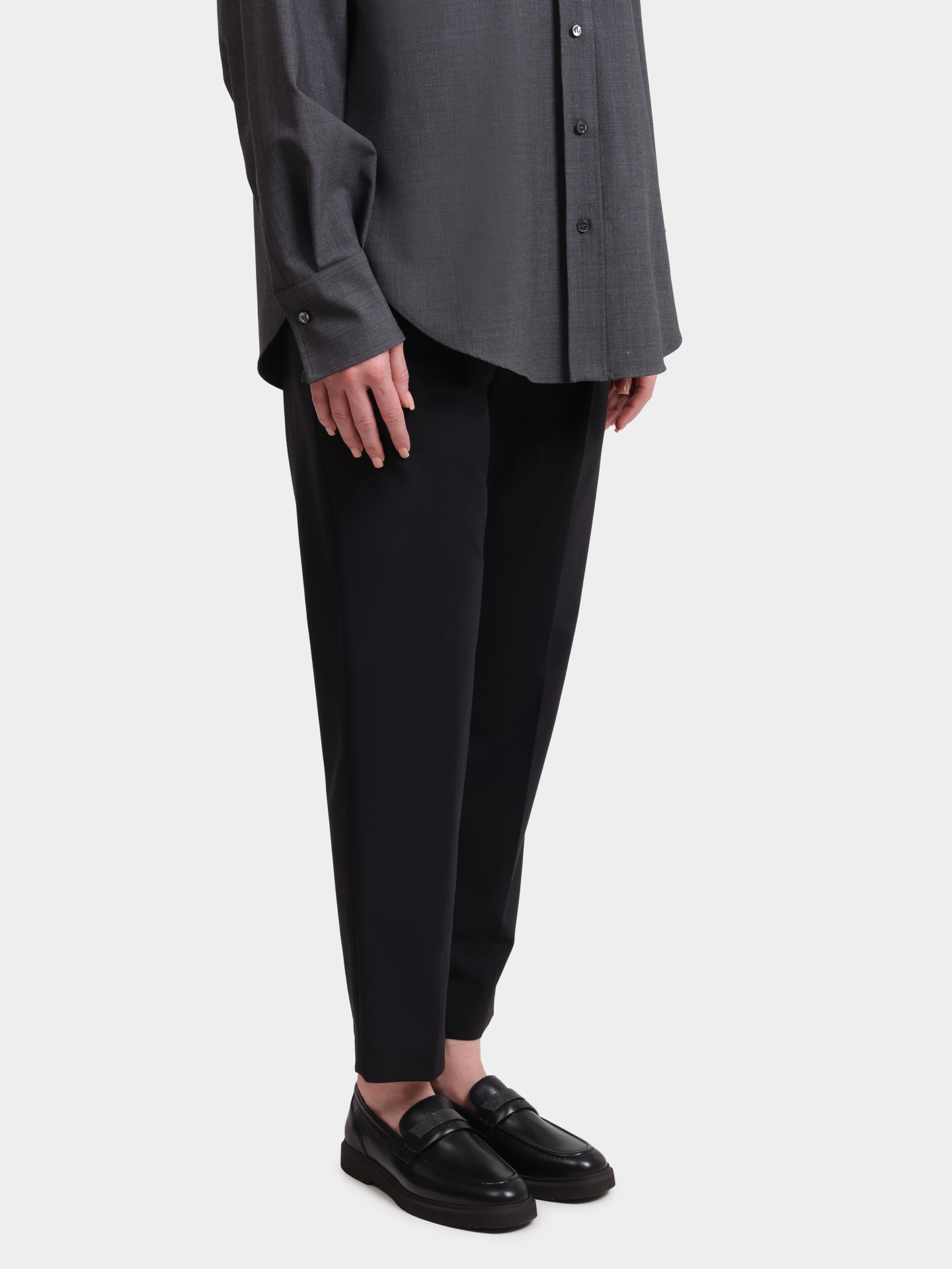 Брюки Brunello Cucinelli M0W07B1031 С101 черные женские из шерсти — купить в интернет-магазине Verdistore