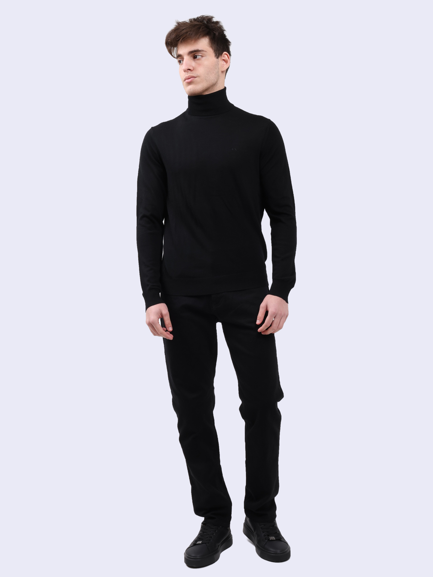 Водолазка Armani Exchange 8NZM3C ZM8AZ 1200 черная мужская из шерсти — купить в интернет-магазине Verdistore