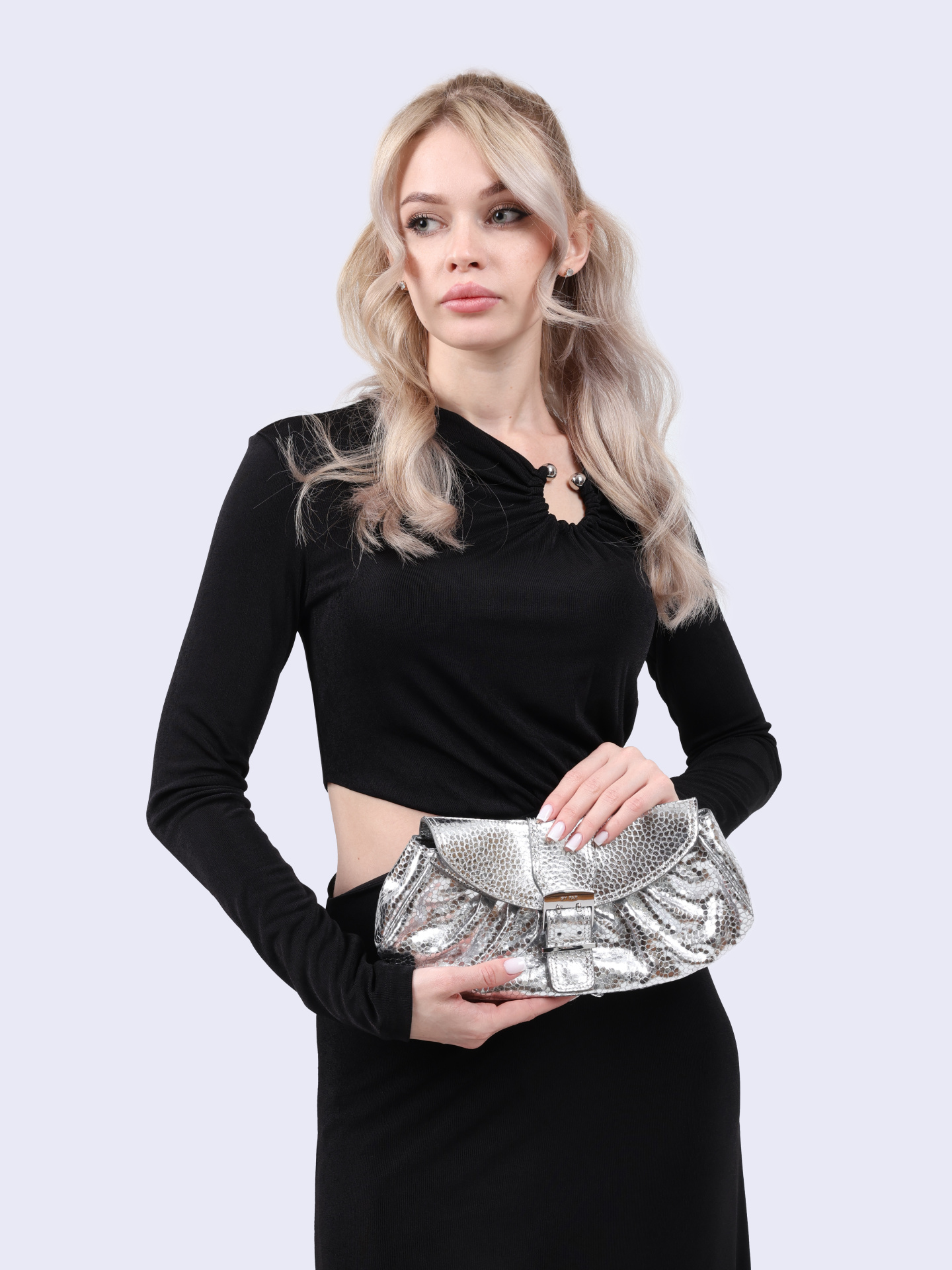 Сумка By Far 23CRGLAUSVFLGMED серебристая женская из кожи — купить в интернет-магазине Verdistore